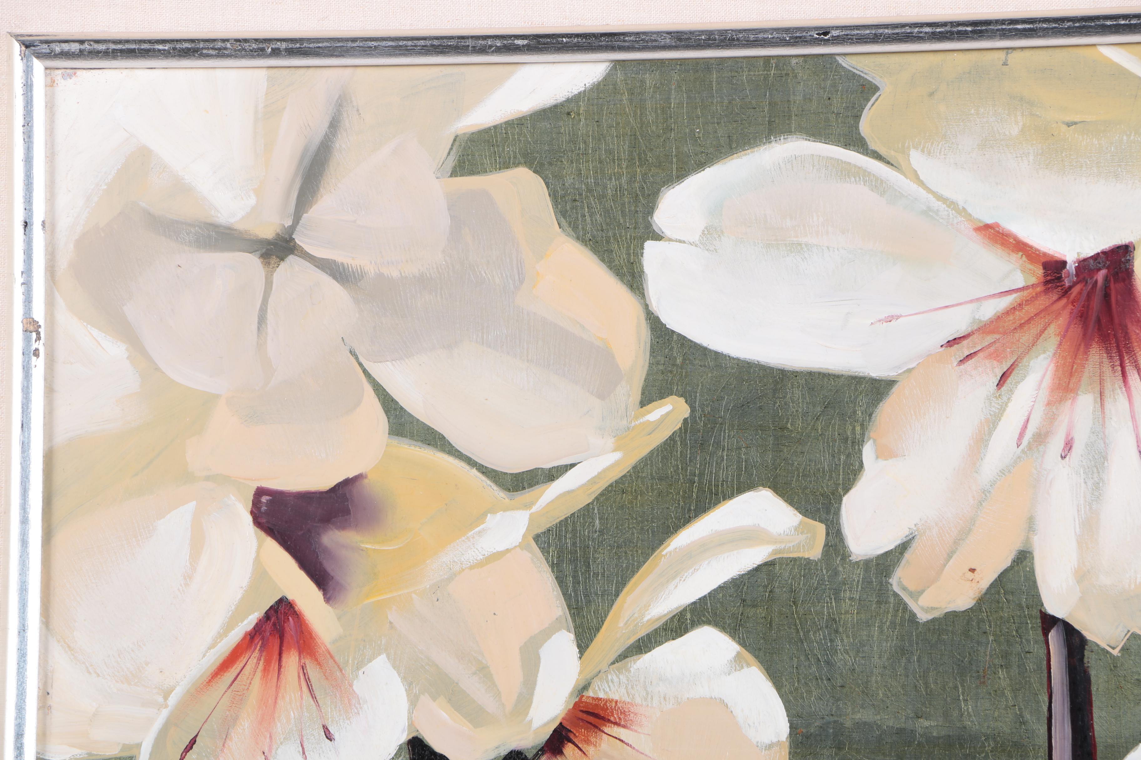 M.W. Huggins Oil Painting of a Flowering Branch "White Blossoms"