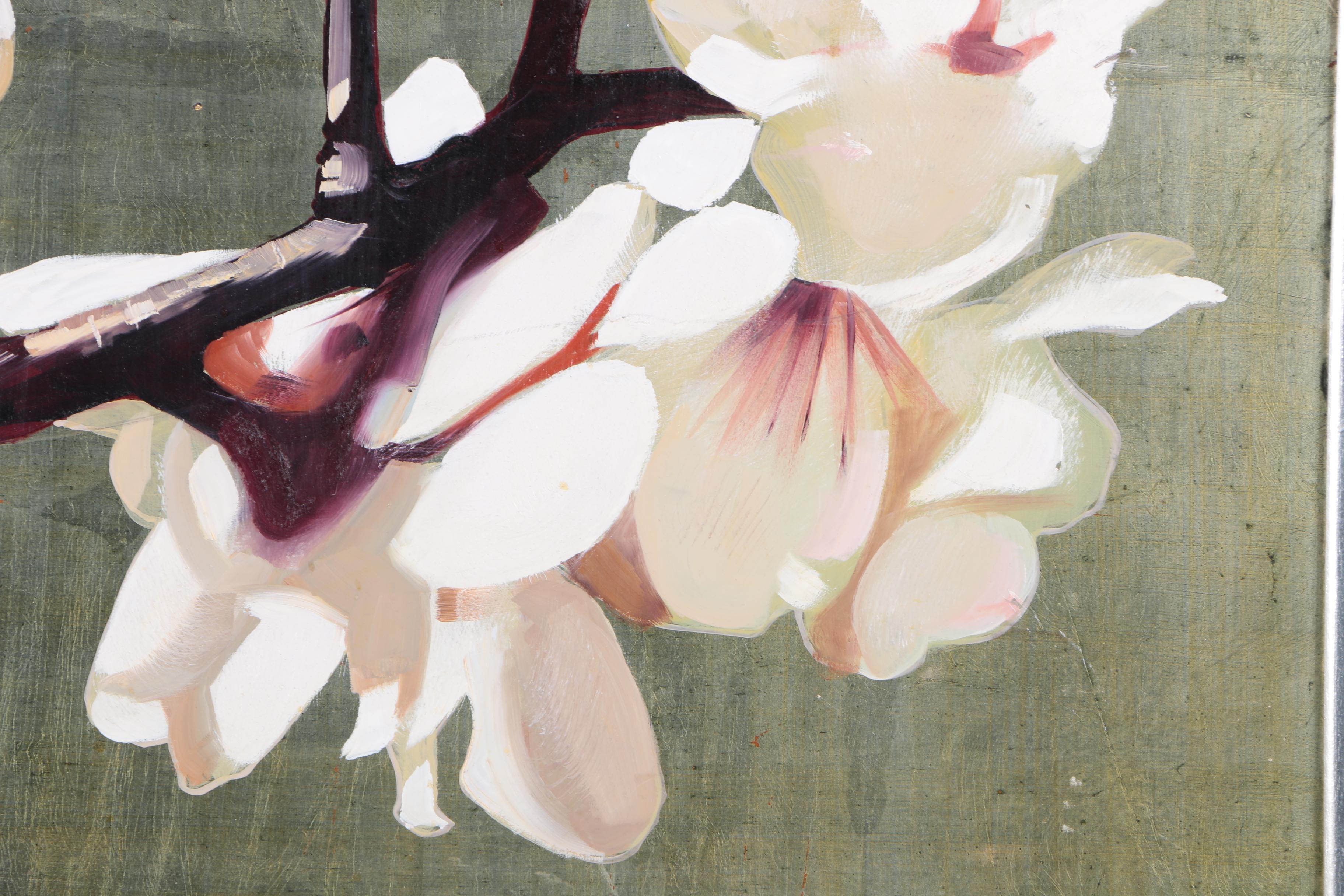 M.W. Huggins Oil Painting of a Flowering Branch "White Blossoms"