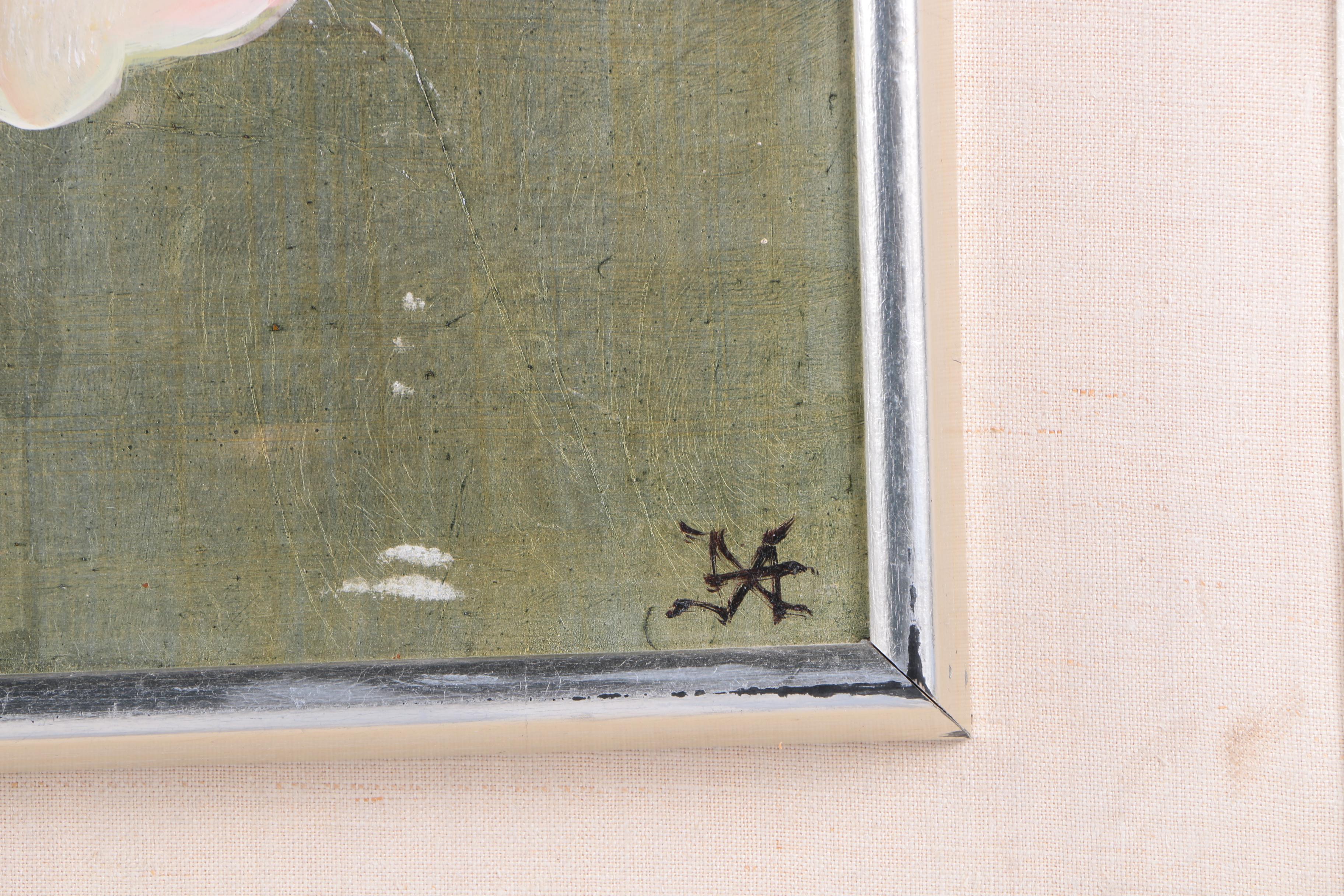 M.W. Huggins Oil Painting of a Flowering Branch "White Blossoms"