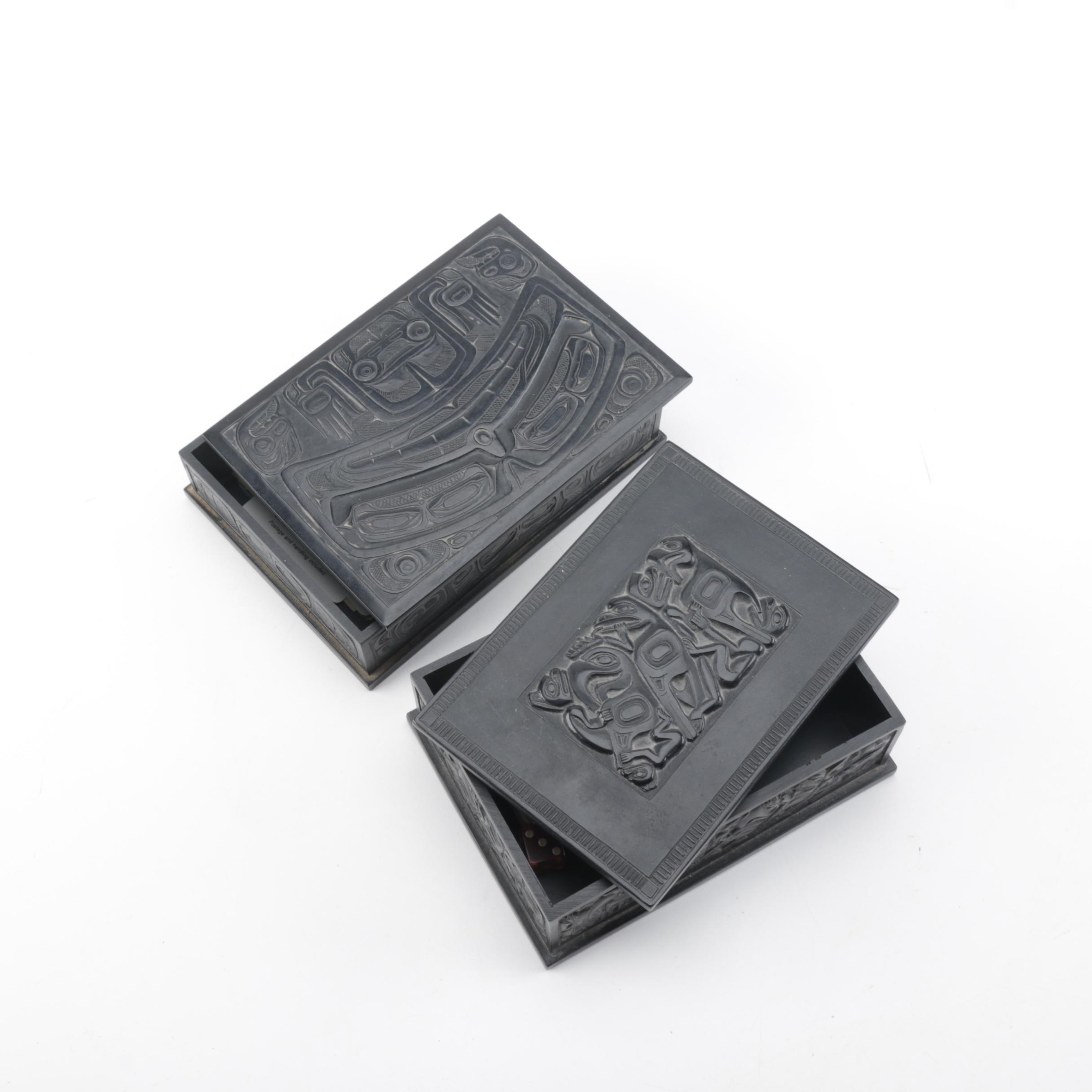 Lidded Haida Gwaii Style Boxes by Boma of Canada