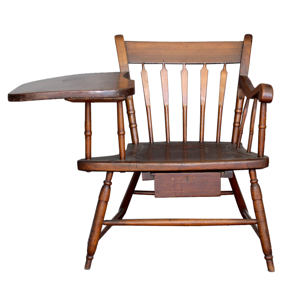 Antique Arrow Back Writing-Arm Chair