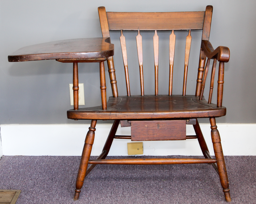 Antique Arrow Back Writing-Arm Chair