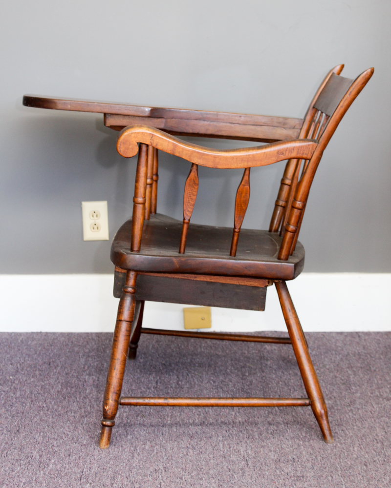Antique Arrow Back Writing-Arm Chair