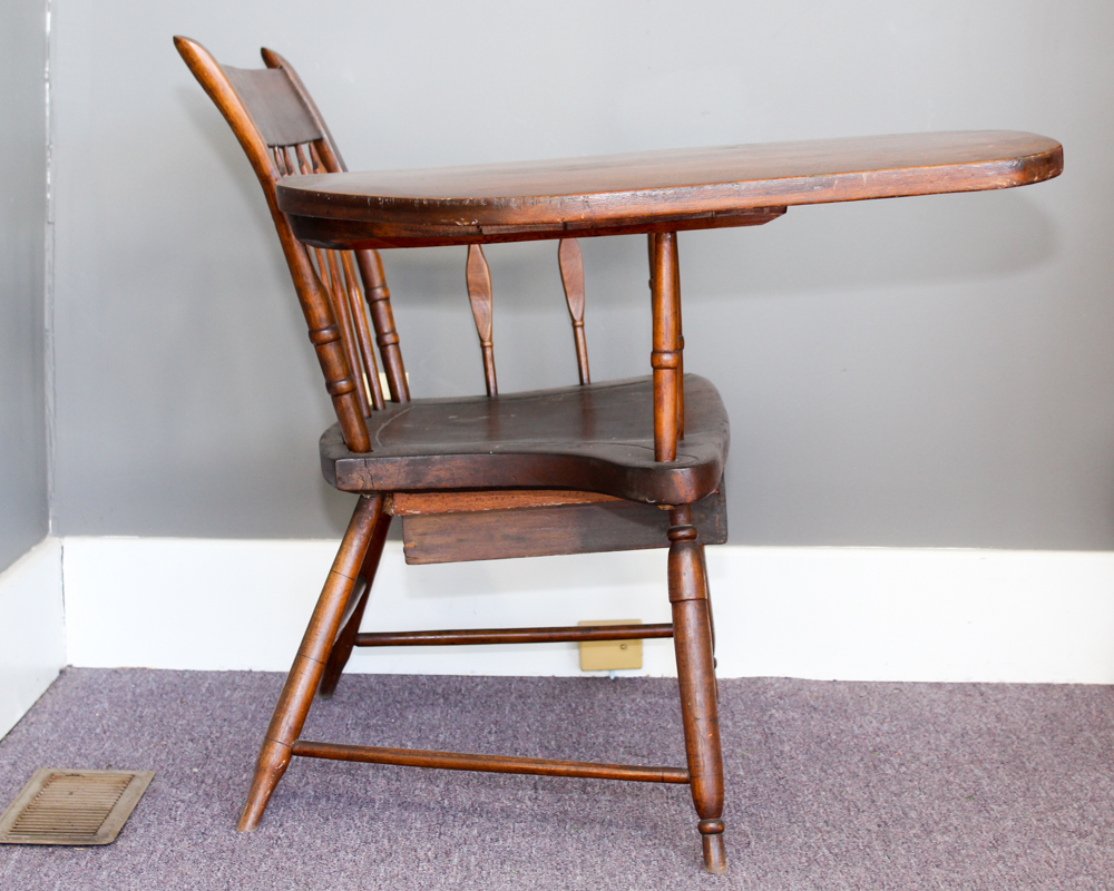 Antique Arrow Back Writing-Arm Chair