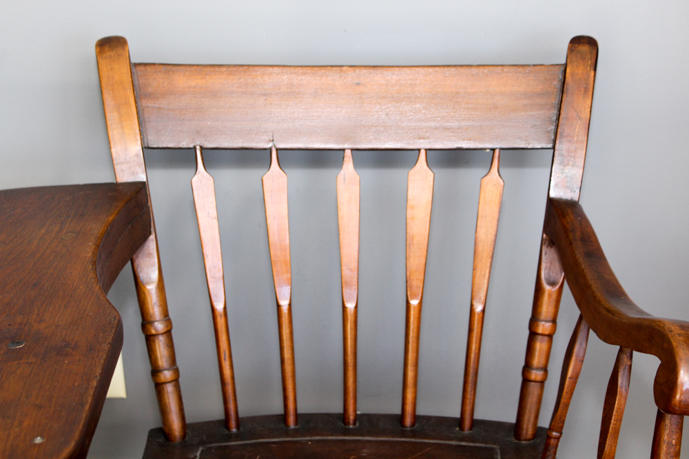 Antique Arrow Back Writing-Arm Chair