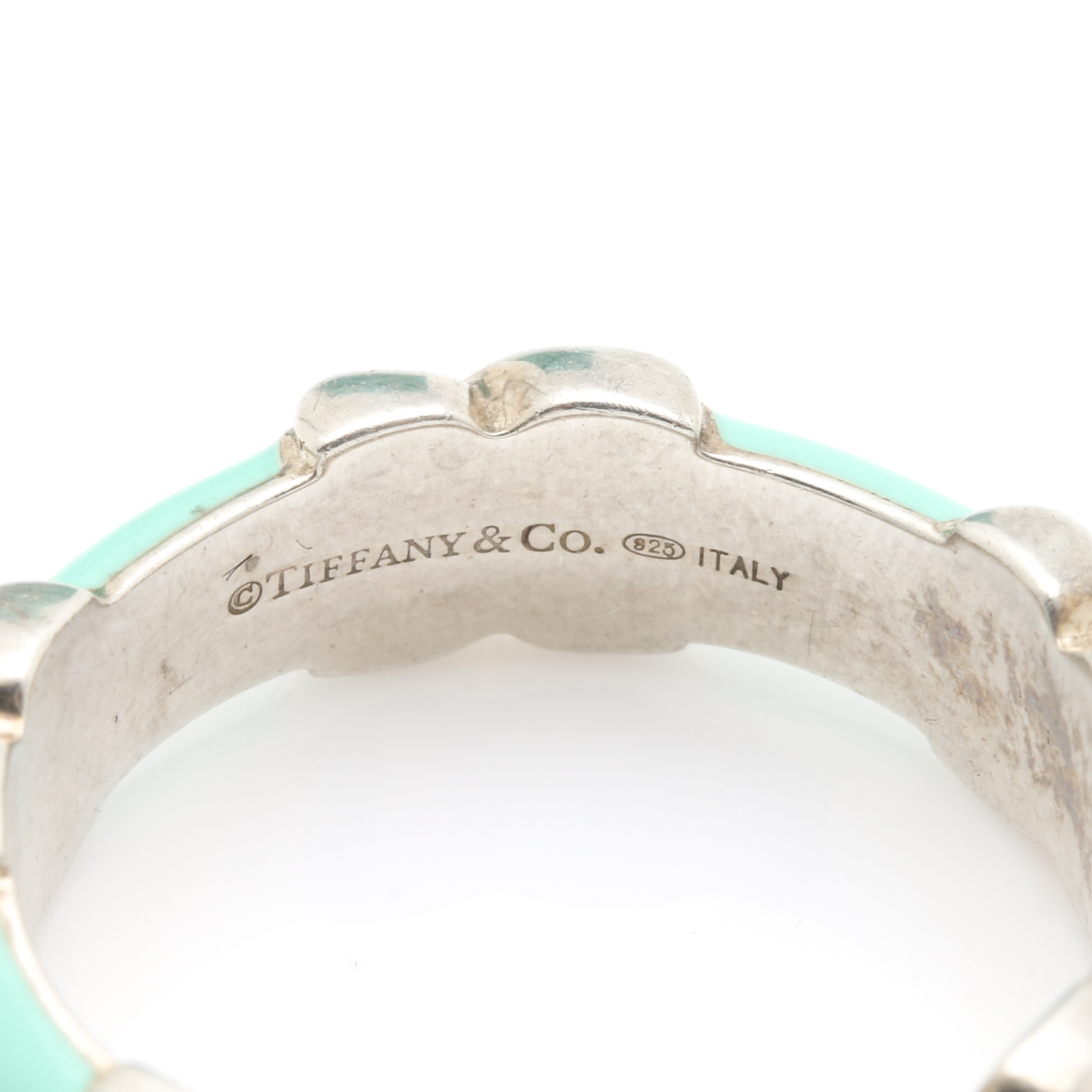 Tiffany & Co. Sterling Silver and Enamel 'X' Ring