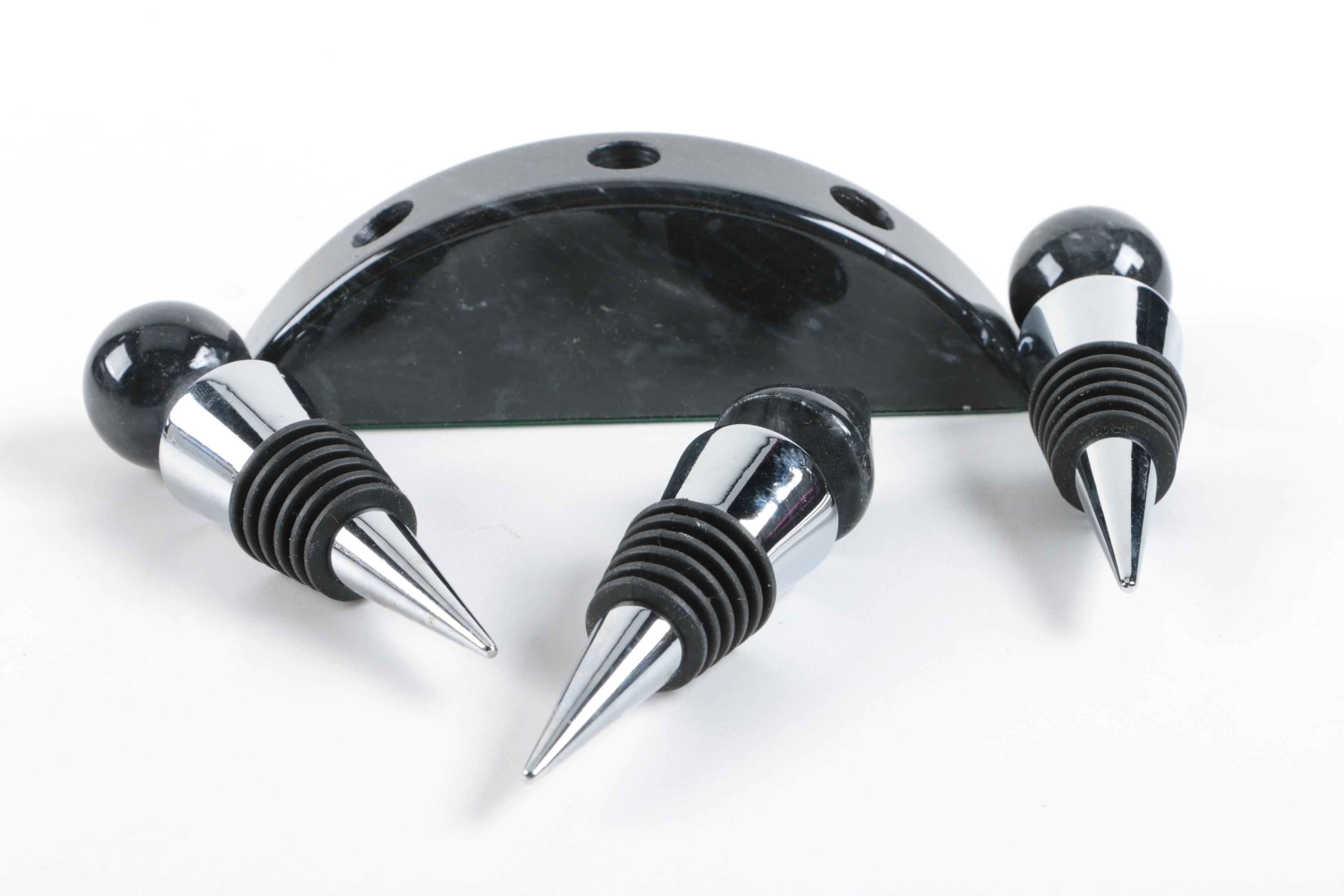 Bottle Stoppers, Glassware, and Stone Ash Receiver