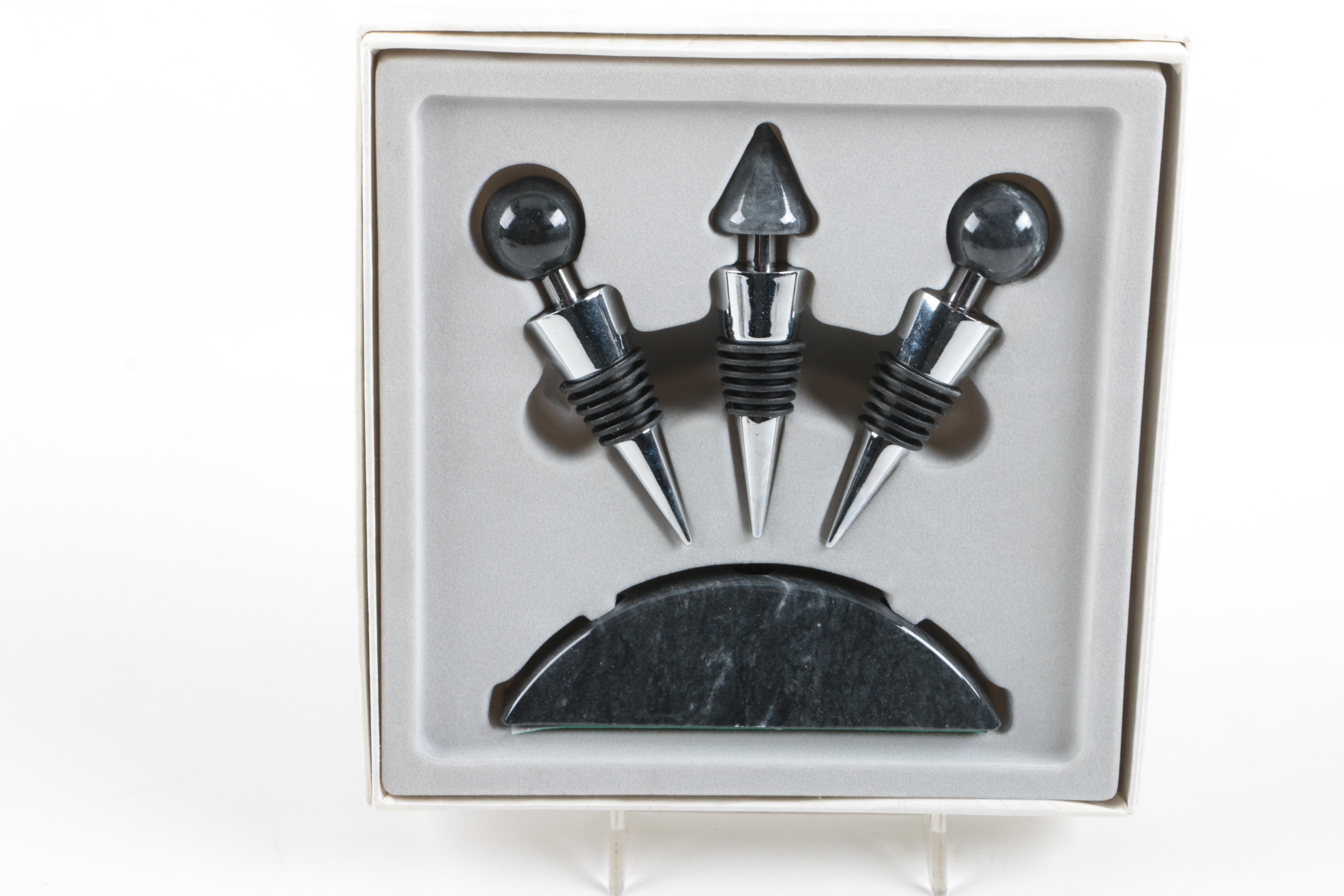 Bottle Stoppers, Glassware, and Stone Ash Receiver