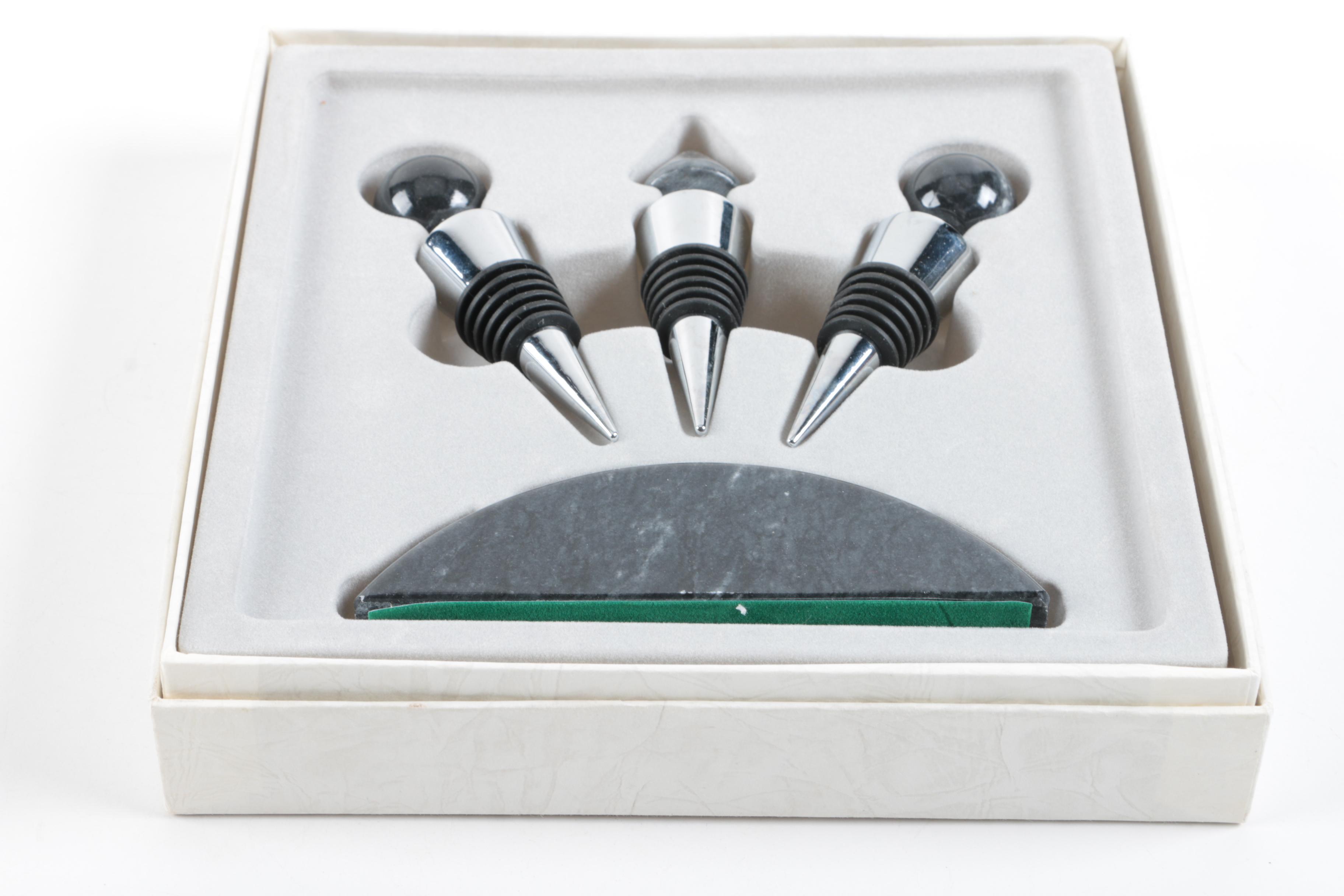 Bottle Stoppers, Glassware, and Stone Ash Receiver