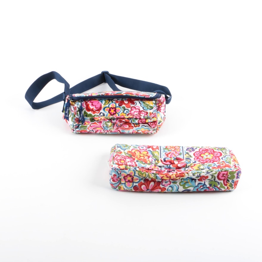 Vera Bradley Floral Fabric Clutch Purse and Coated Fabric Lunch Tote