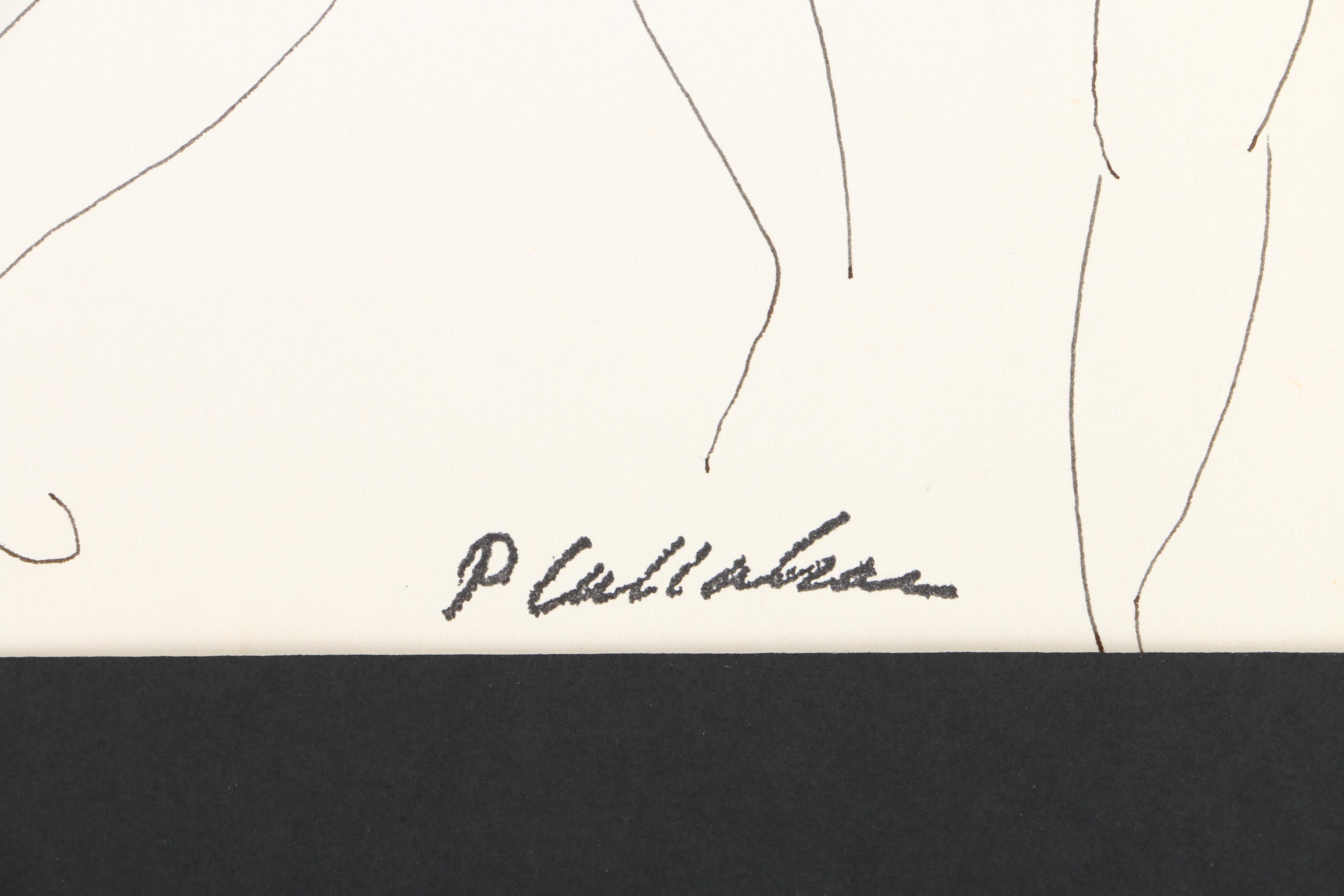 Phillip Callahan Contour Ink Drawing on Paper of Figure Studies