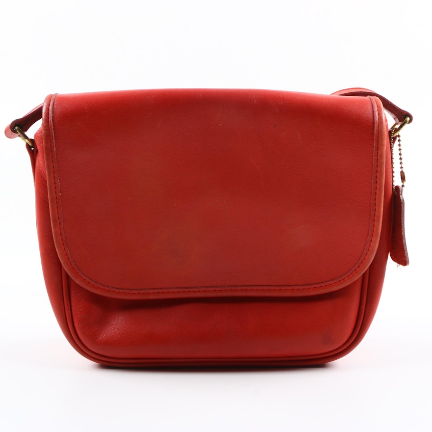 Vintage Coach Red Leather Shoulder Bag