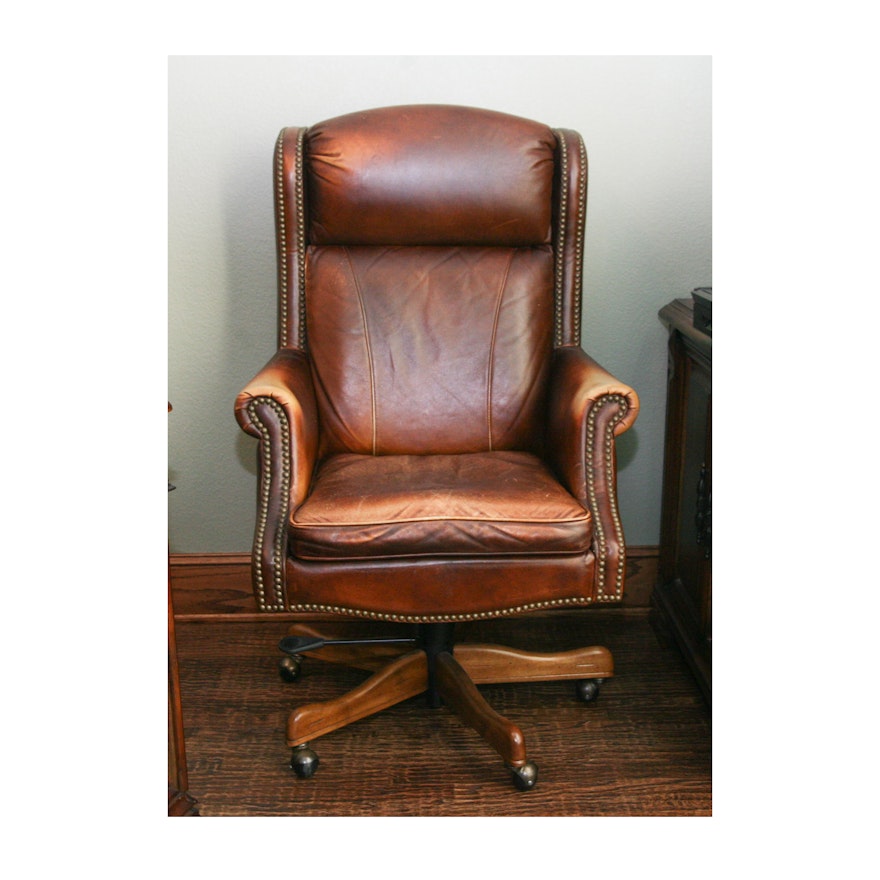 Vintage Leather Rolling Office Chair