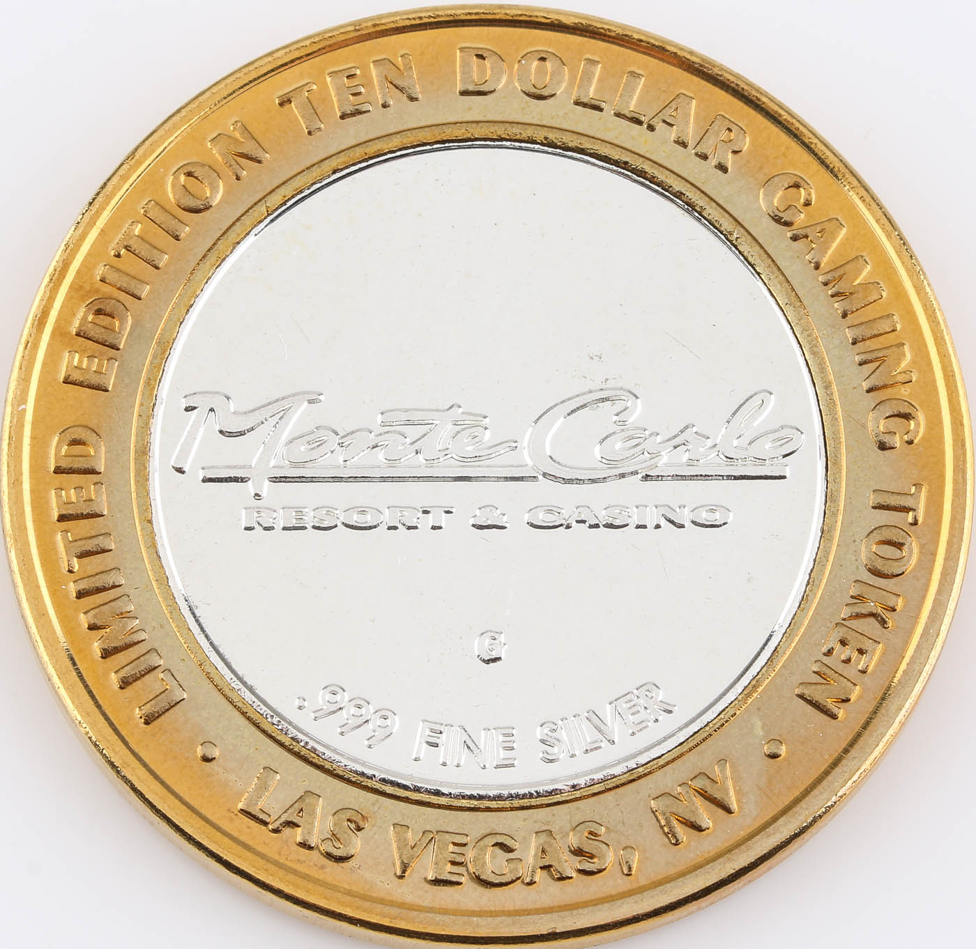 Limited Edition Ten Dollar Gaming Token from The Monte Carlo Casino, Las Vegas