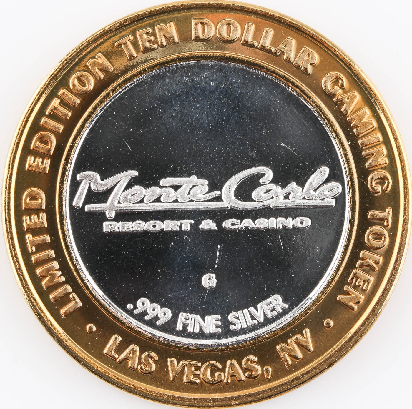Limited Edition Ten Dollar Gaming Token from The Monte Carlo Casino, Las Vegas