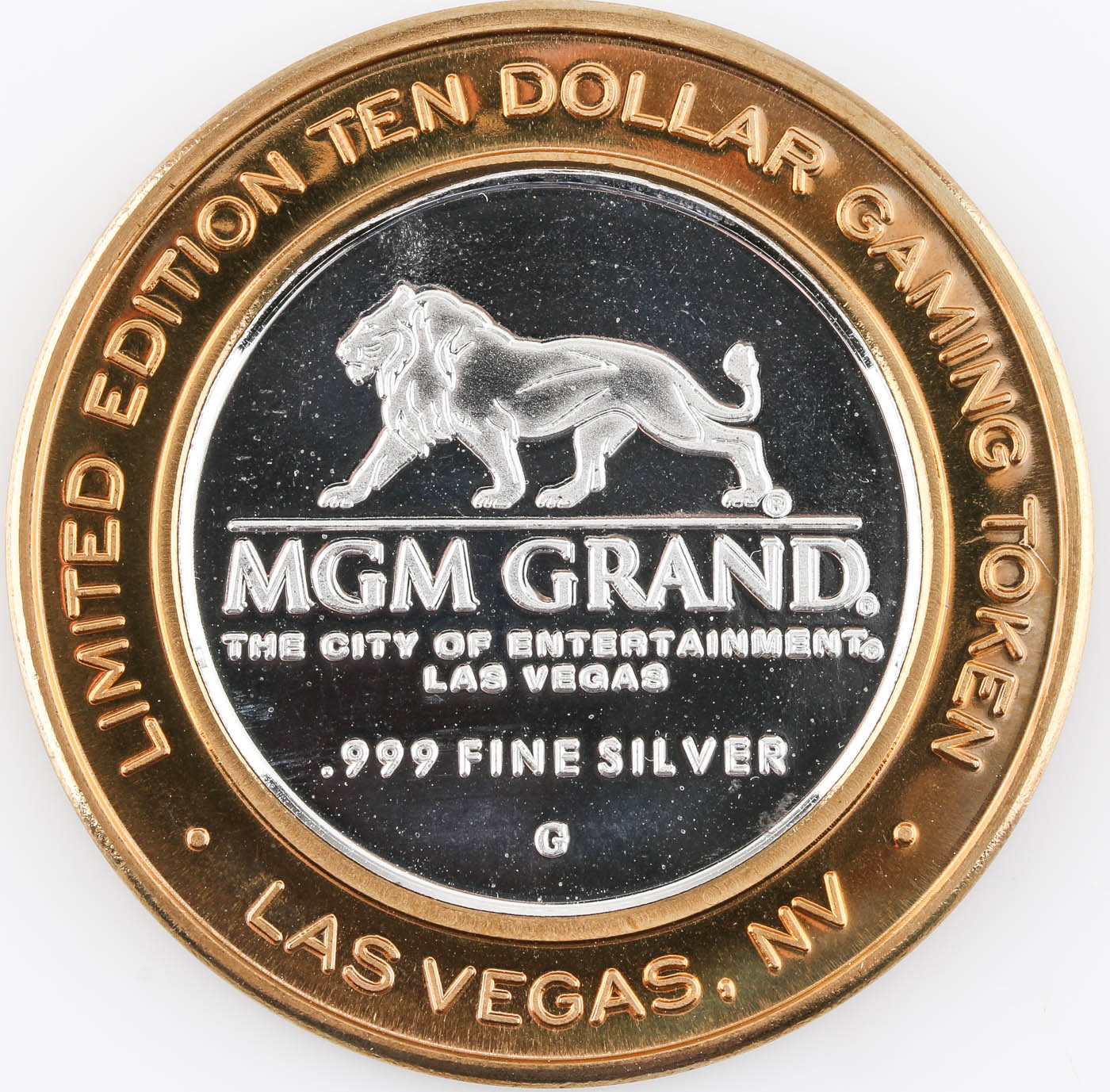 Limited Edition Ten Dollar Gaming Token from The MGM GRAND Casino in Las Vegas