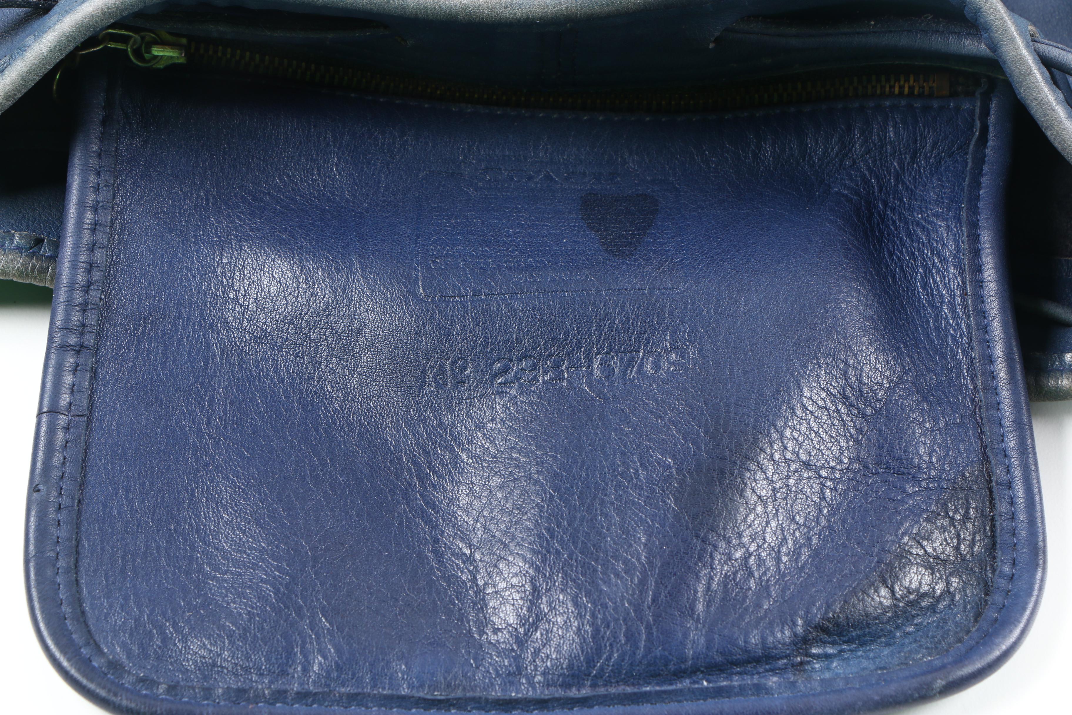 Vintage Coach Navy Blue Leather Bucket Bag