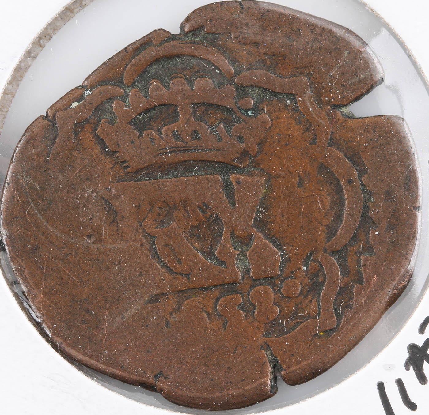 Circa 1587 Spanish Colonial Copper Cob Coin