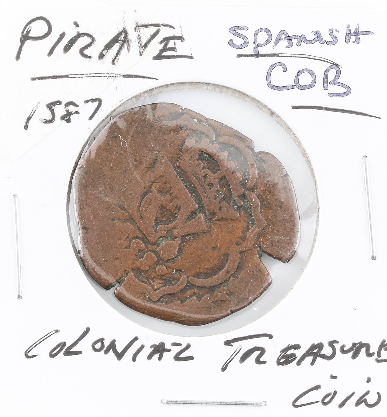 Circa 1587 Spanish Colonial Copper Cob Coin