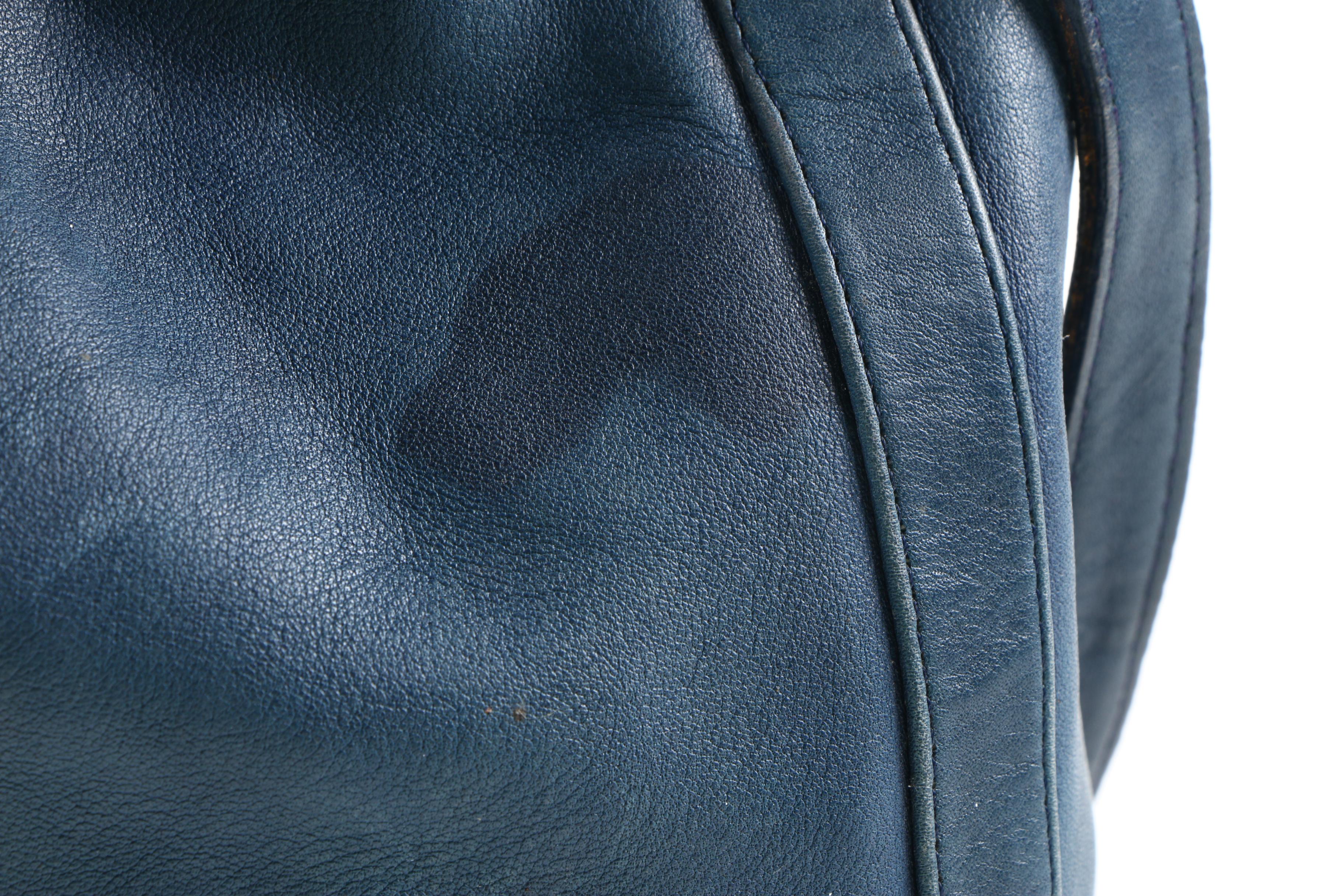 Vintage Coach Navy Blue Leather Bucket Bag