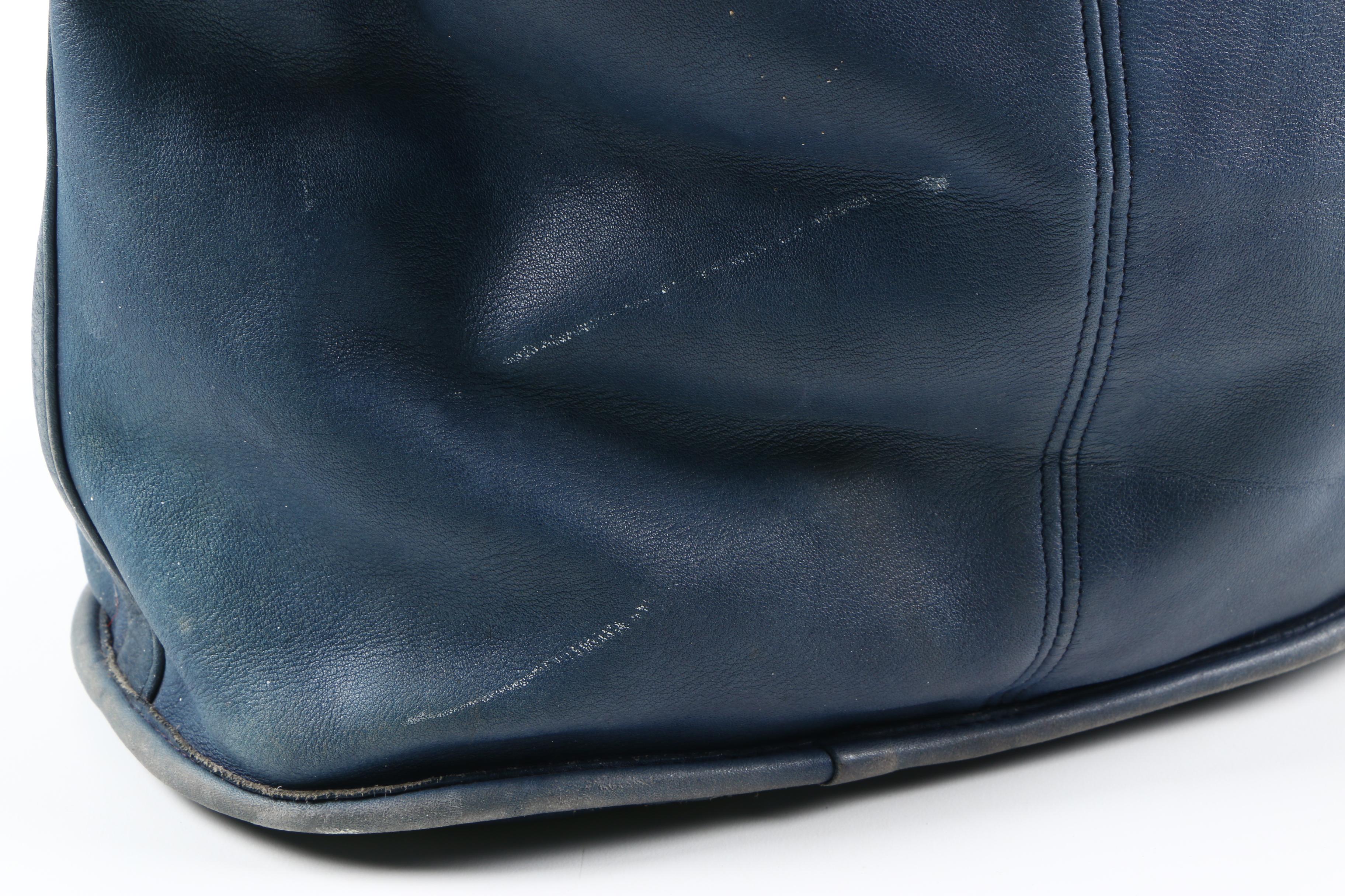 Vintage Coach Navy Blue Leather Bucket Bag