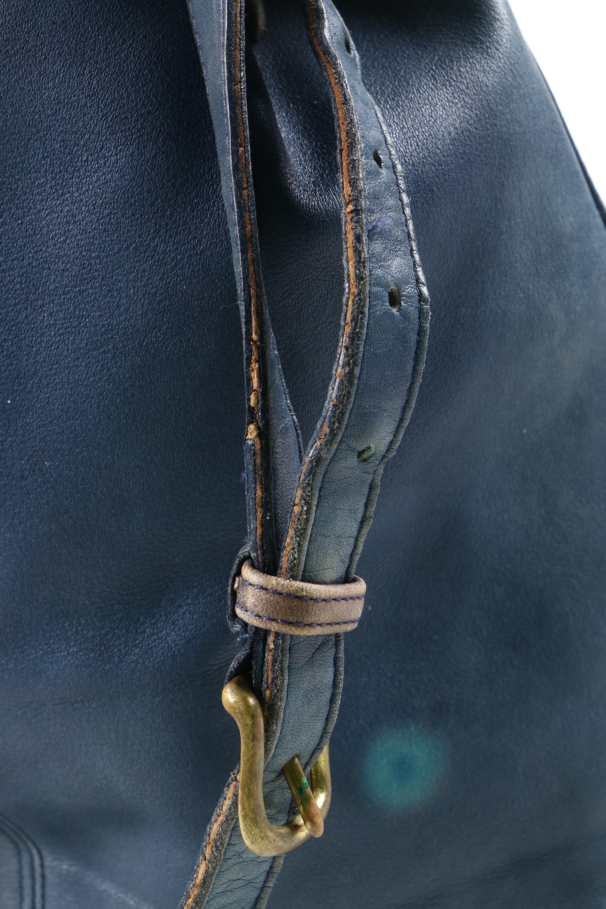 Vintage Coach Navy Blue Leather Bucket Bag