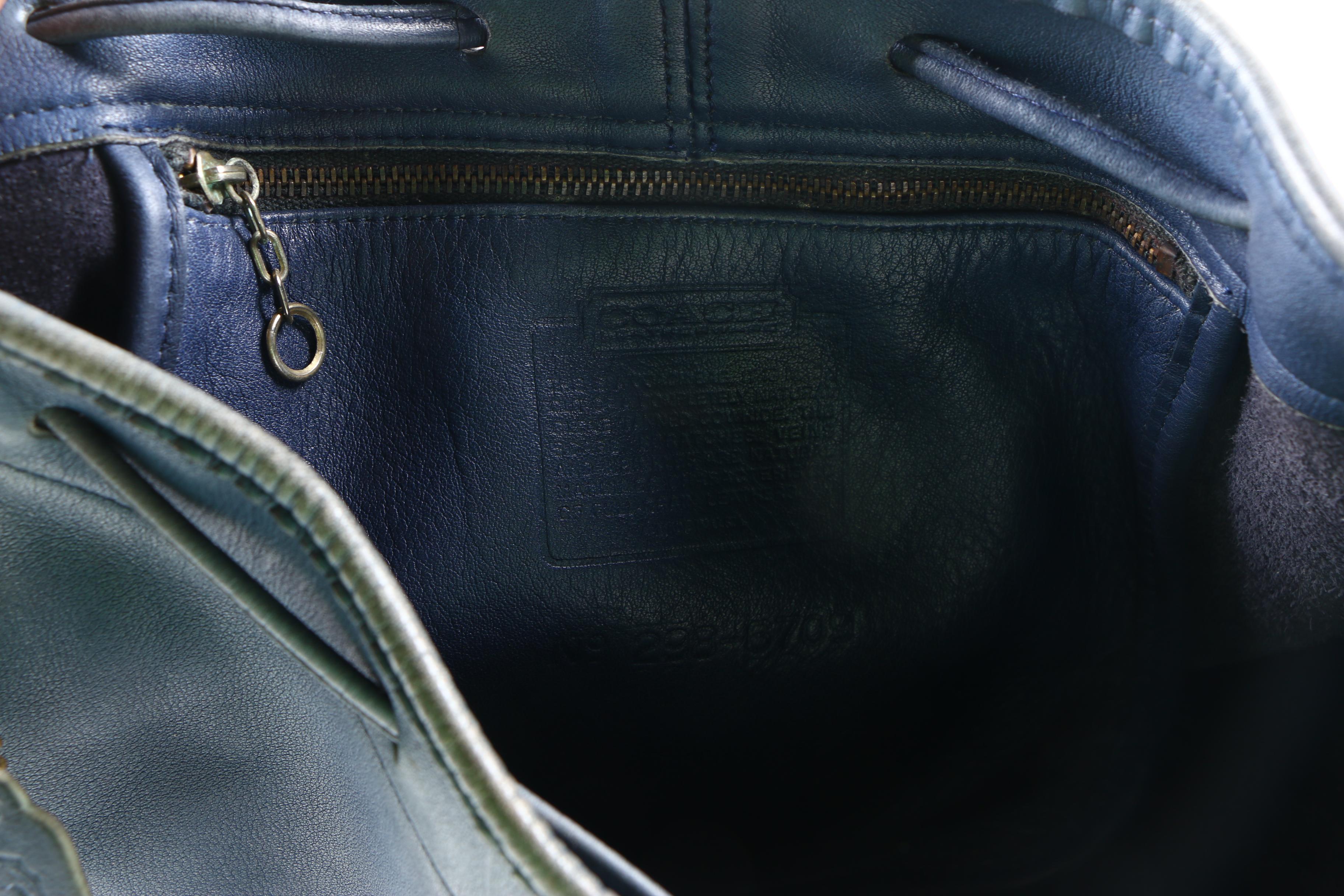 Vintage Coach Navy Blue Leather Bucket Bag