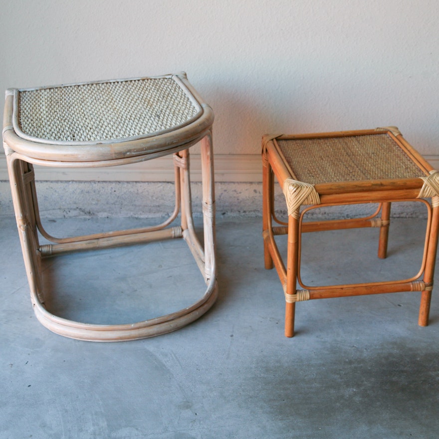 Two Wicker End Tables