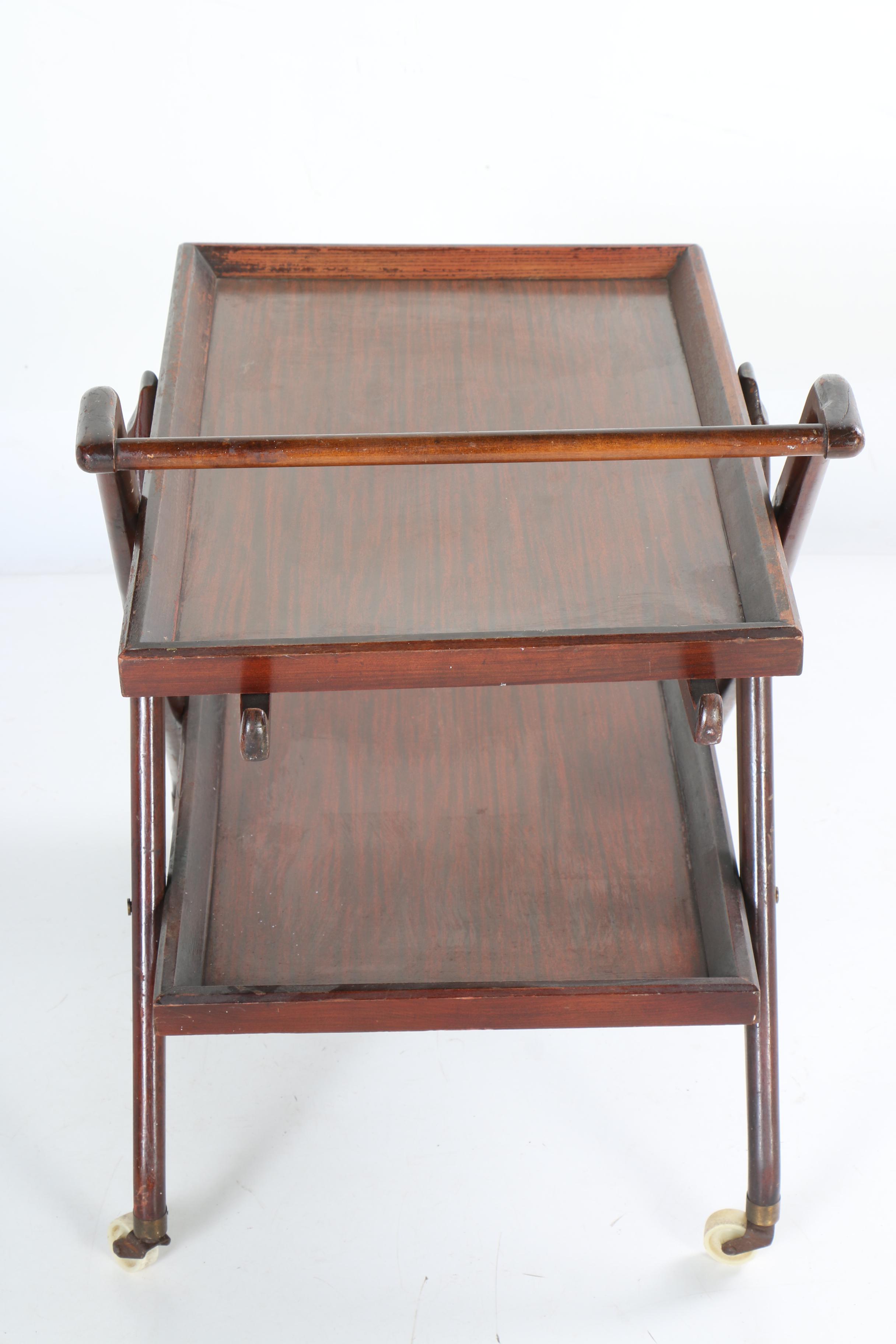 Mid Century Modern Two Tier Rolling Tea Cart