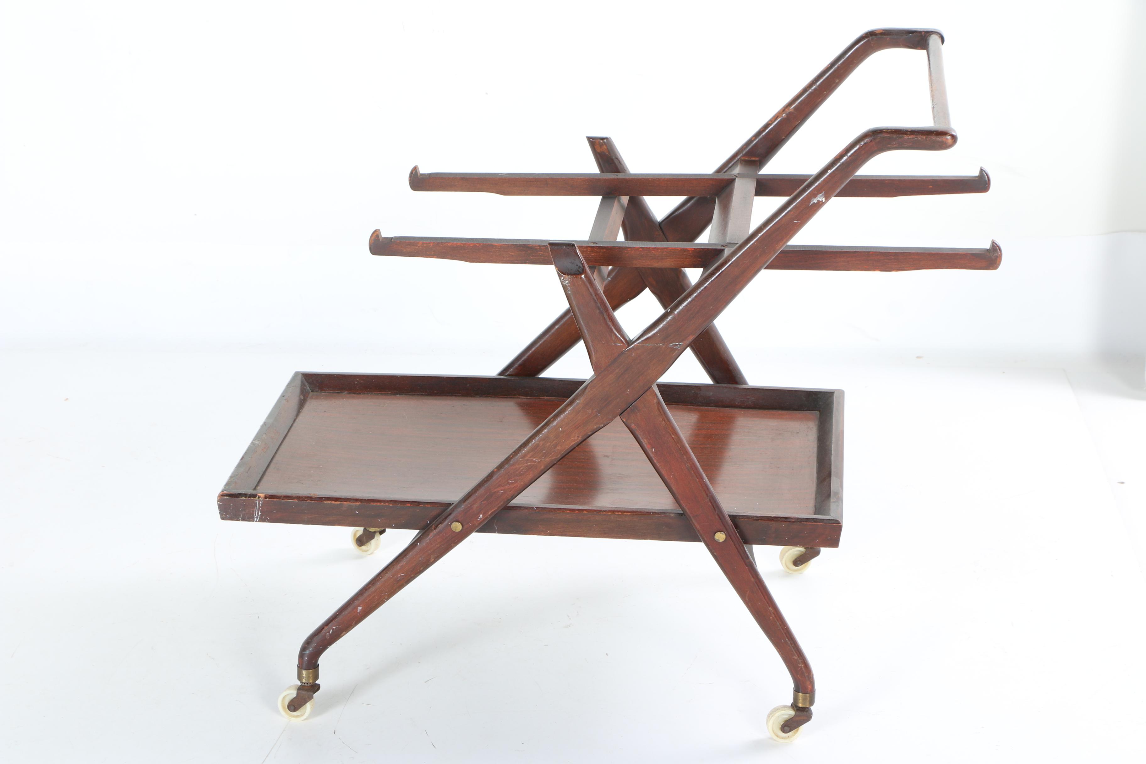 Mid Century Modern Two Tier Rolling Tea Cart