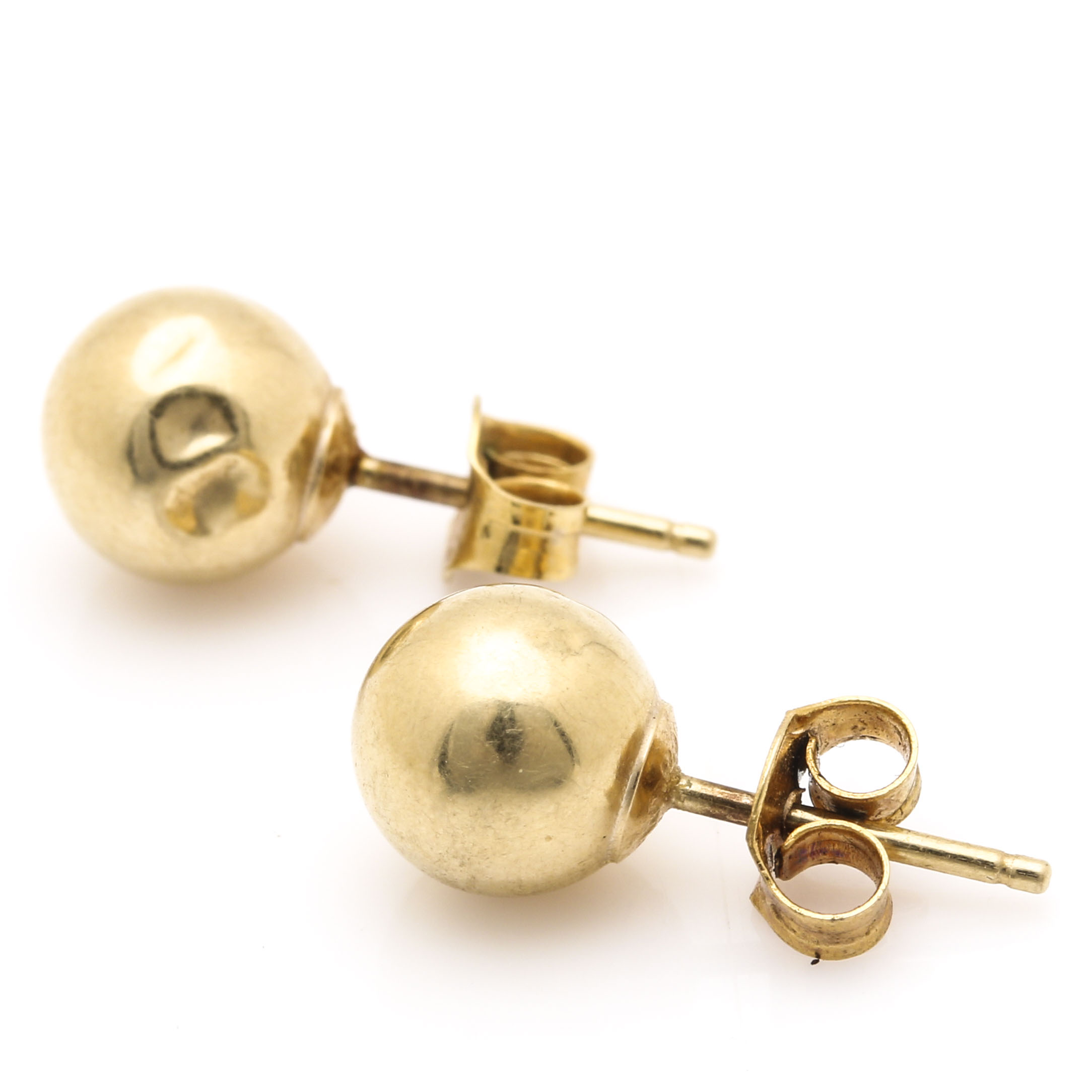 14K Yellow Gold Ball Stud Earrings