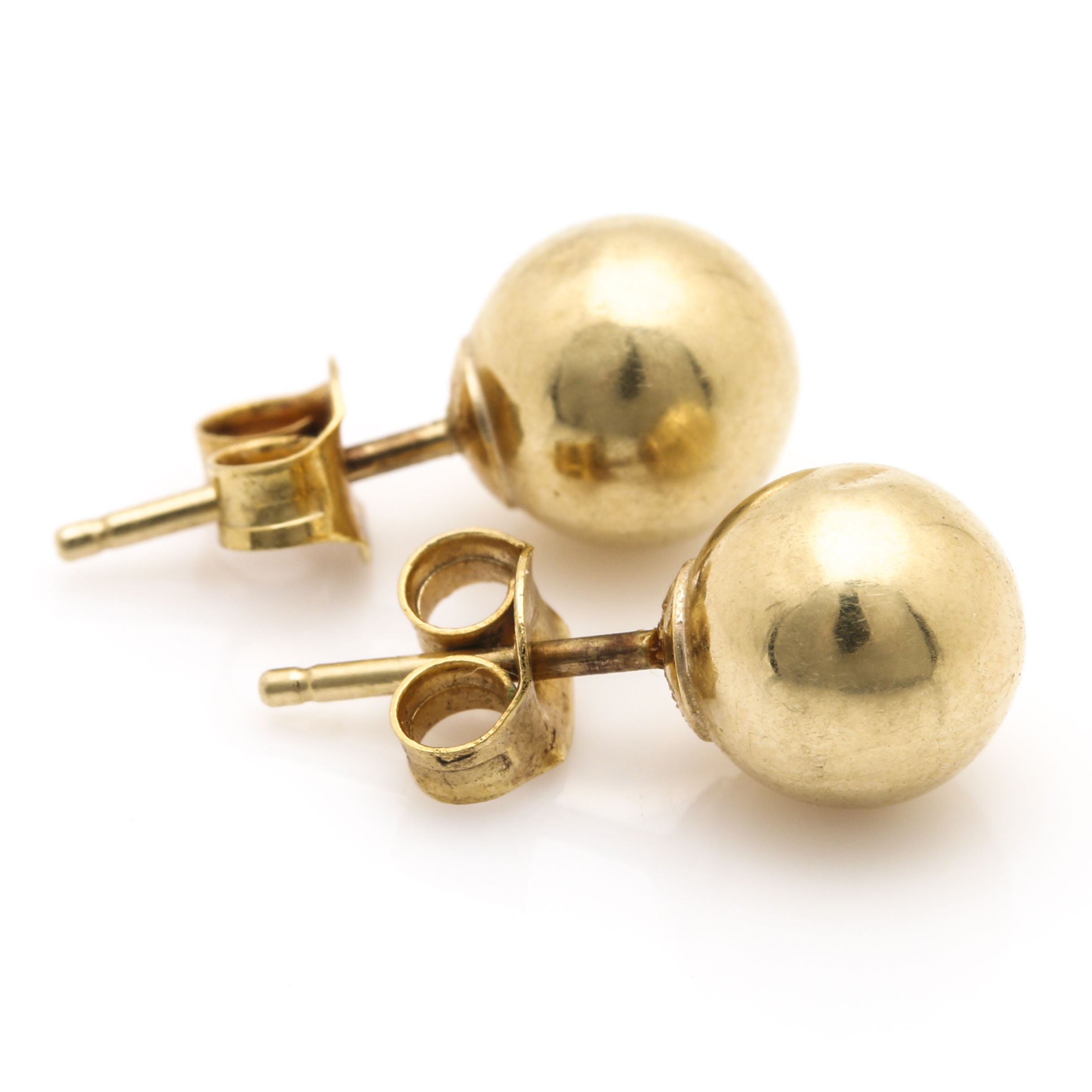 14K Yellow Gold Ball Stud Earrings