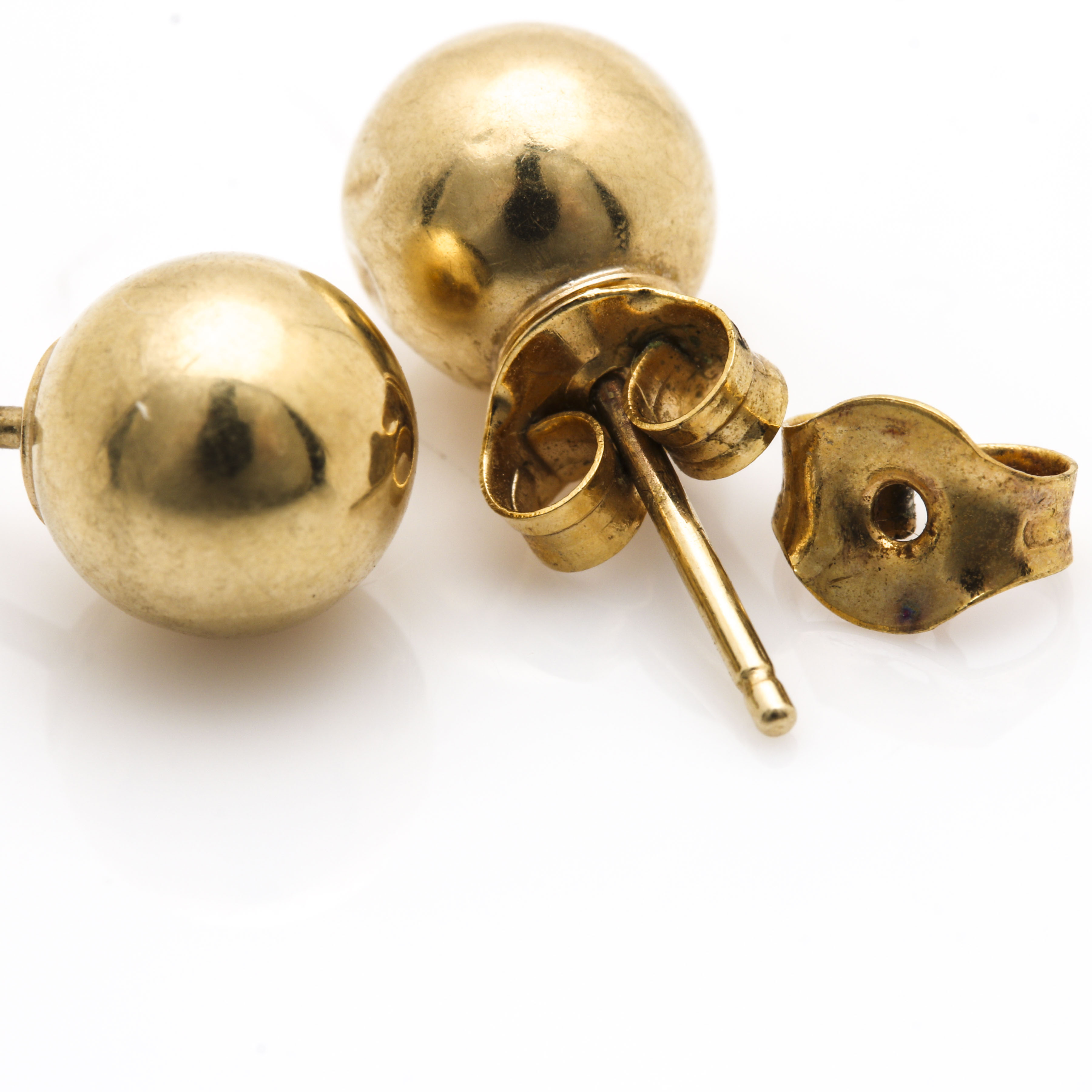 14K Yellow Gold Ball Stud Earrings