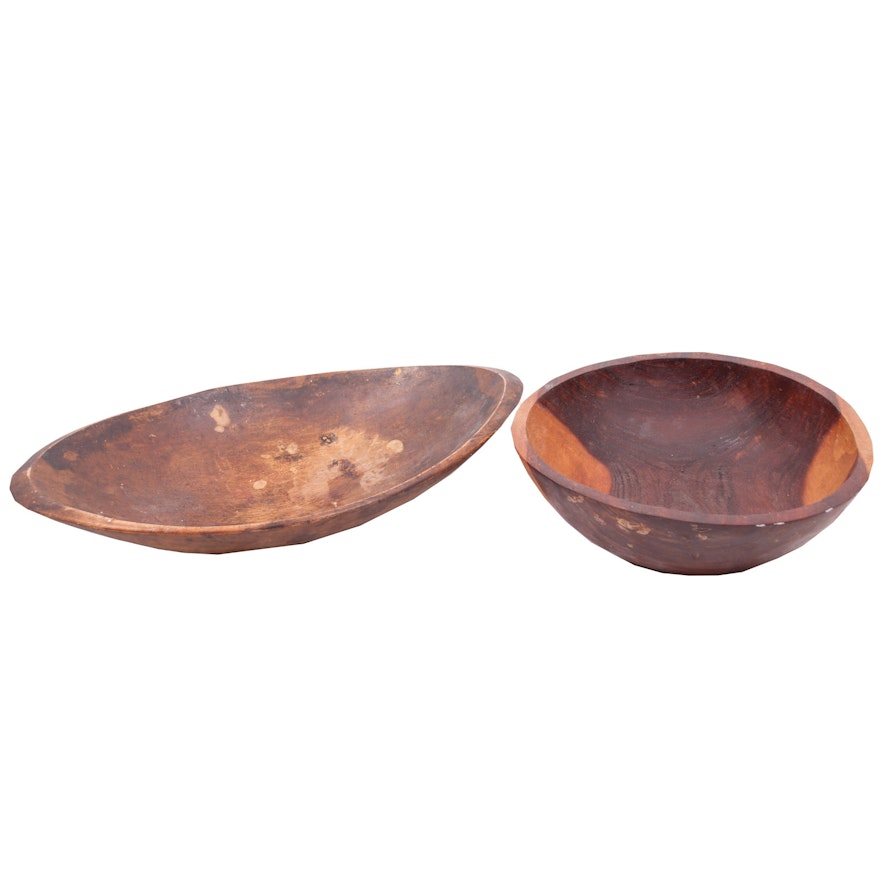 Vintage-to-Antique Wooden Dough Bowls