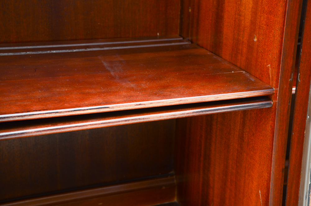 Vintage Mahogany Breakfront Bubble Glass China Cabinet