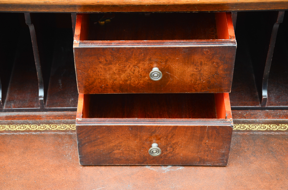 Vintage Mahogany Breakfront Bubble Glass China Cabinet
