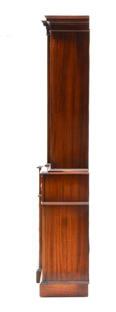 Vintage Mahogany Breakfront Bubble Glass China Cabinet