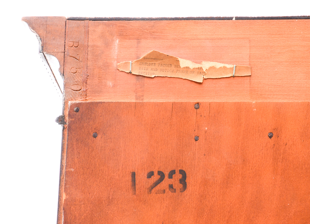 Vintage Mahogany Breakfront Bubble Glass China Cabinet