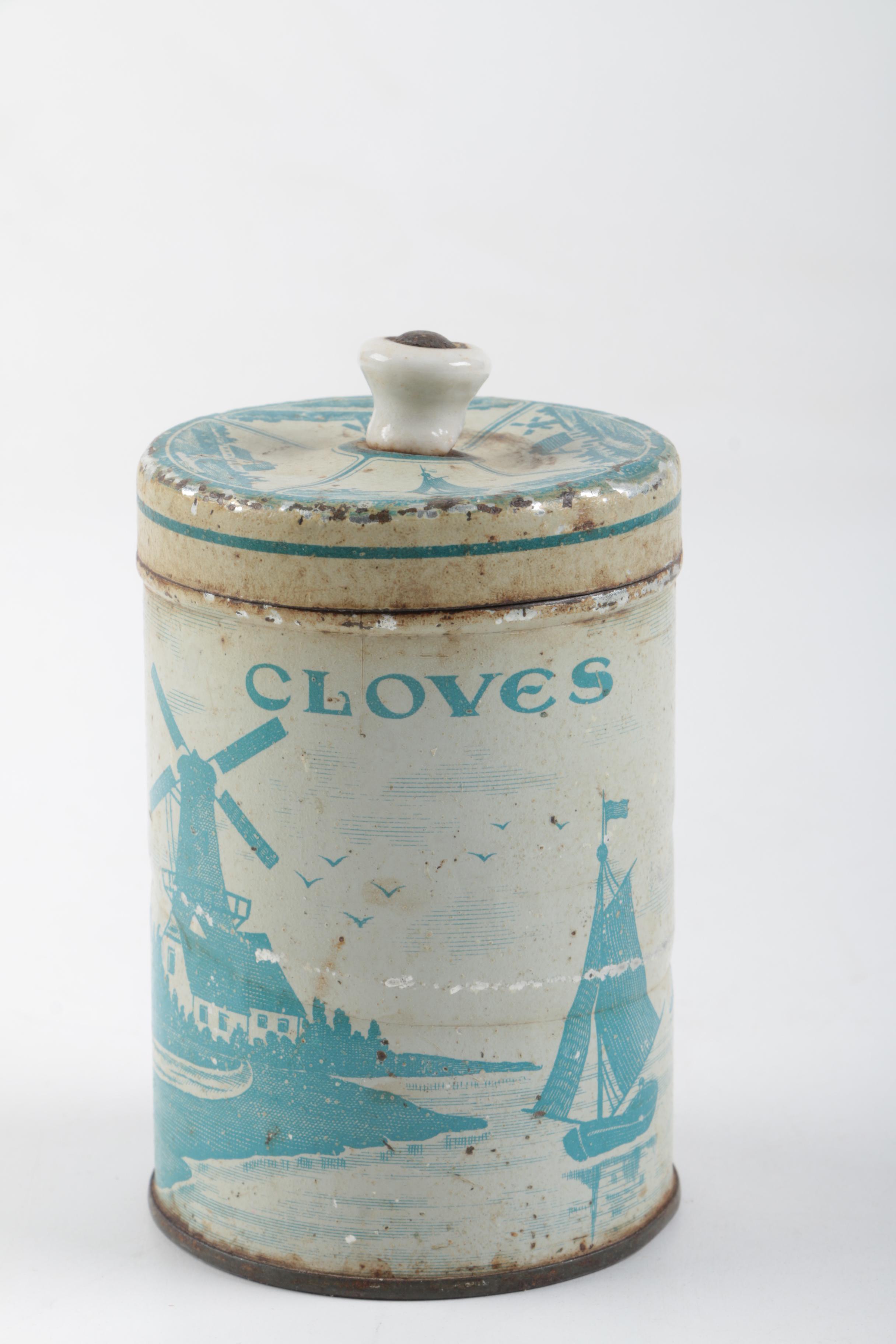 Vintage Tin Canisters with Windmill and Sailboat Design