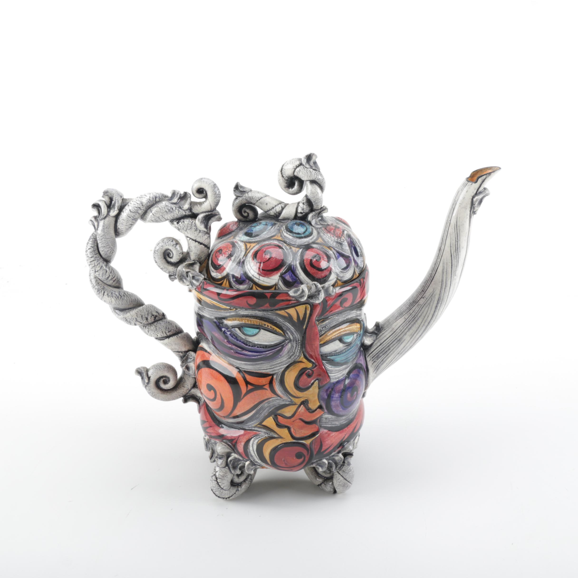 Signed Kerri Buxton and Brad Taylor Abstract Teapot