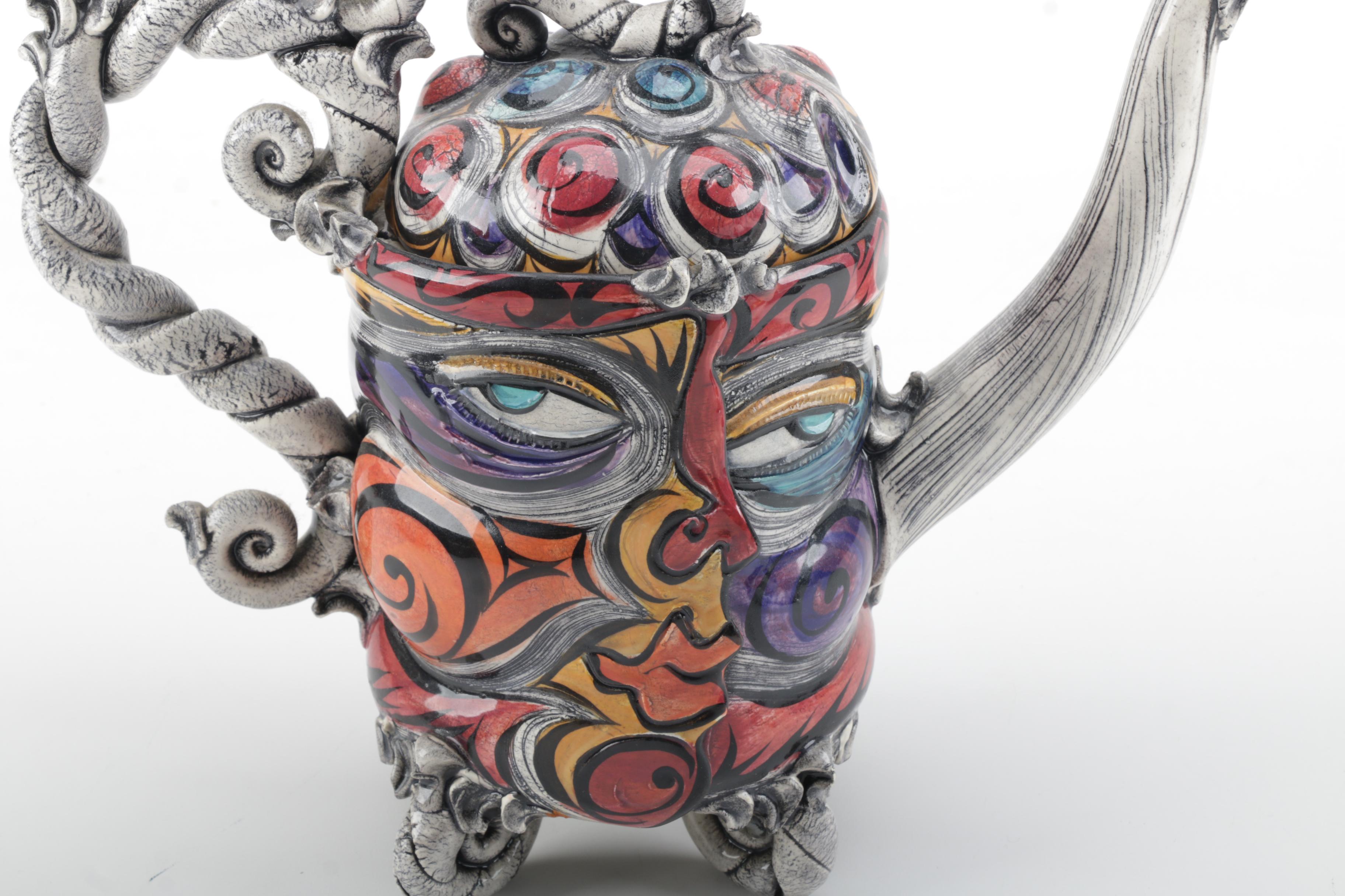 Signed Kerri Buxton and Brad Taylor Abstract Teapot