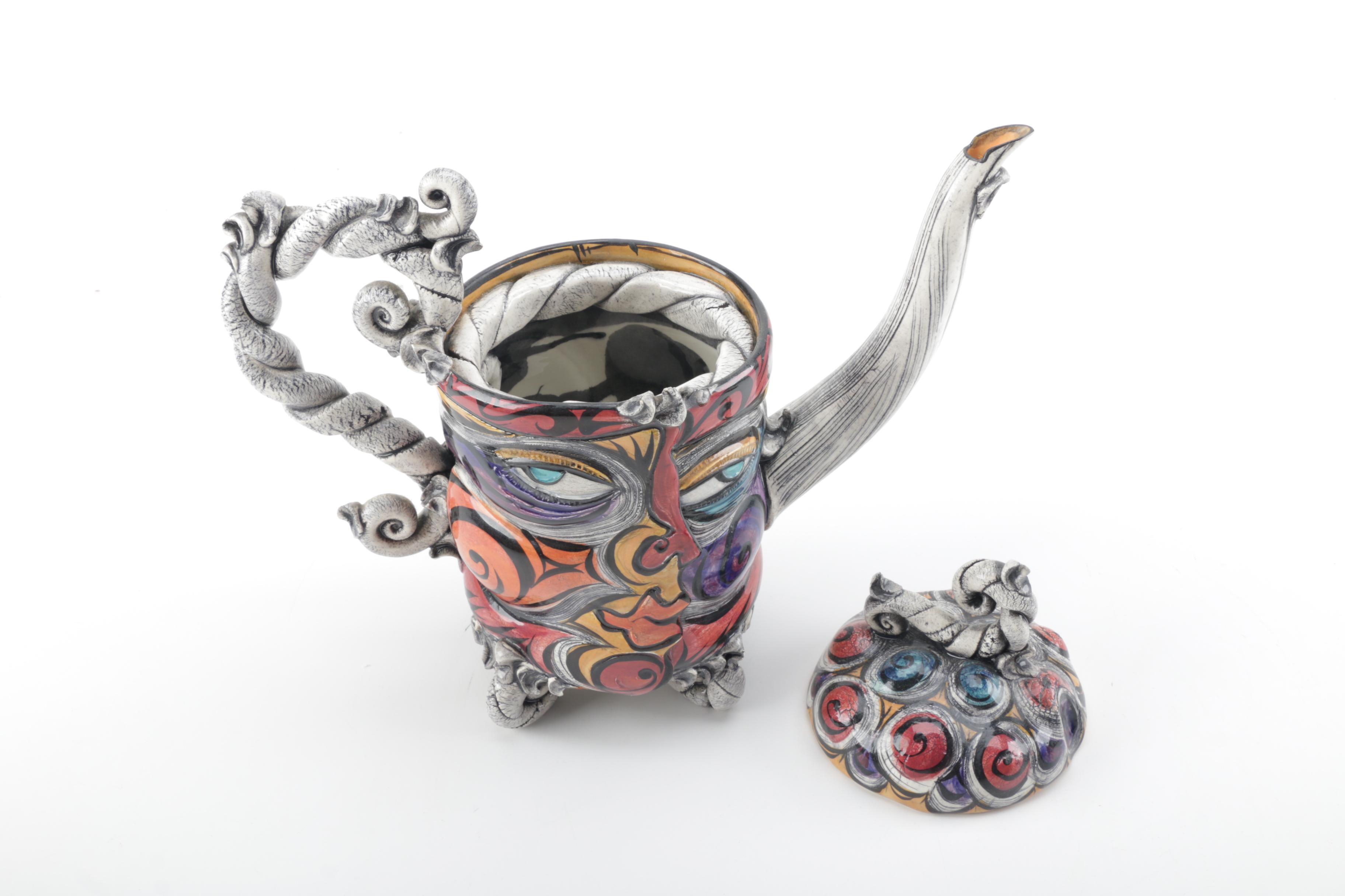 Signed Kerri Buxton and Brad Taylor Abstract Teapot