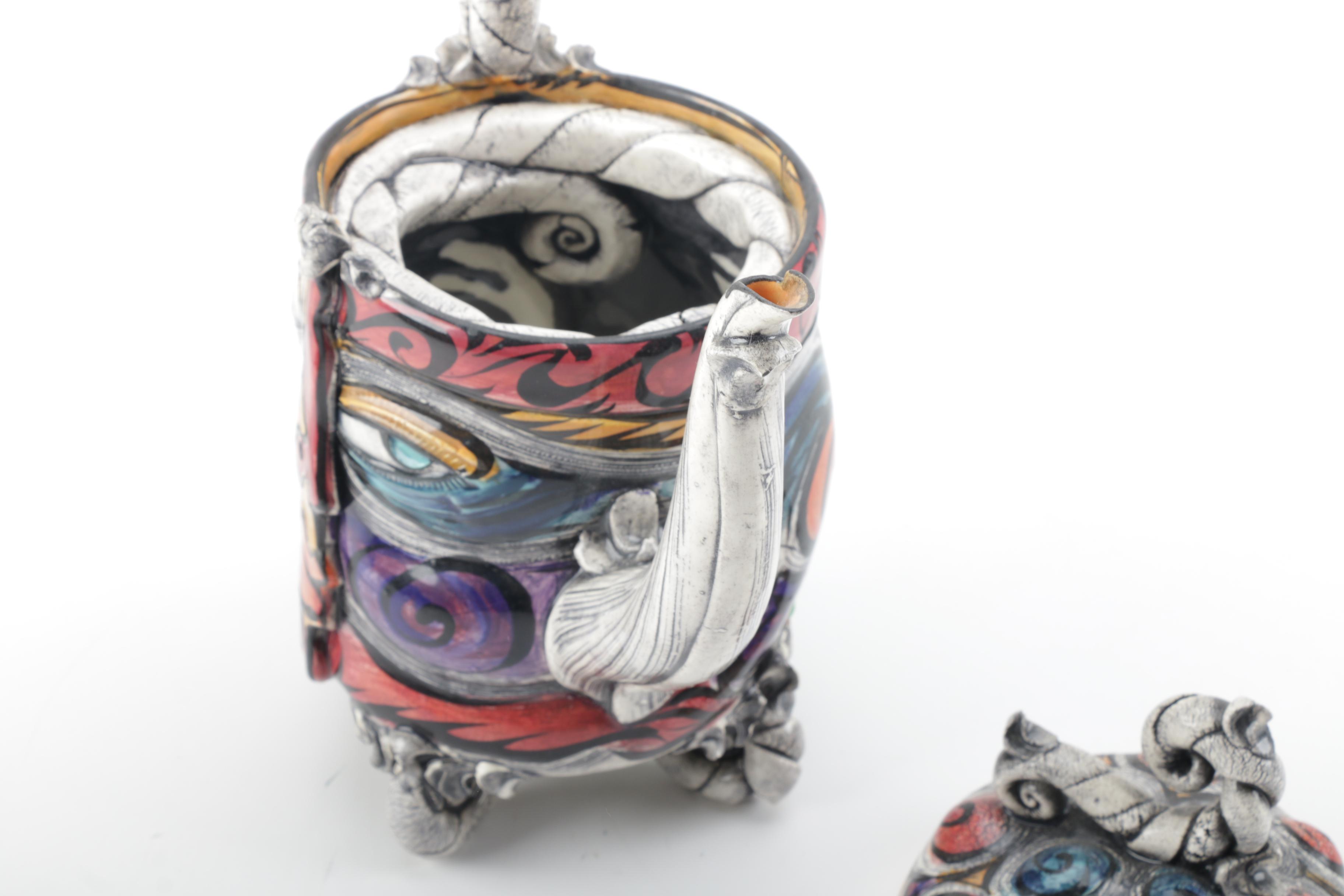 Signed Kerri Buxton and Brad Taylor Abstract Teapot