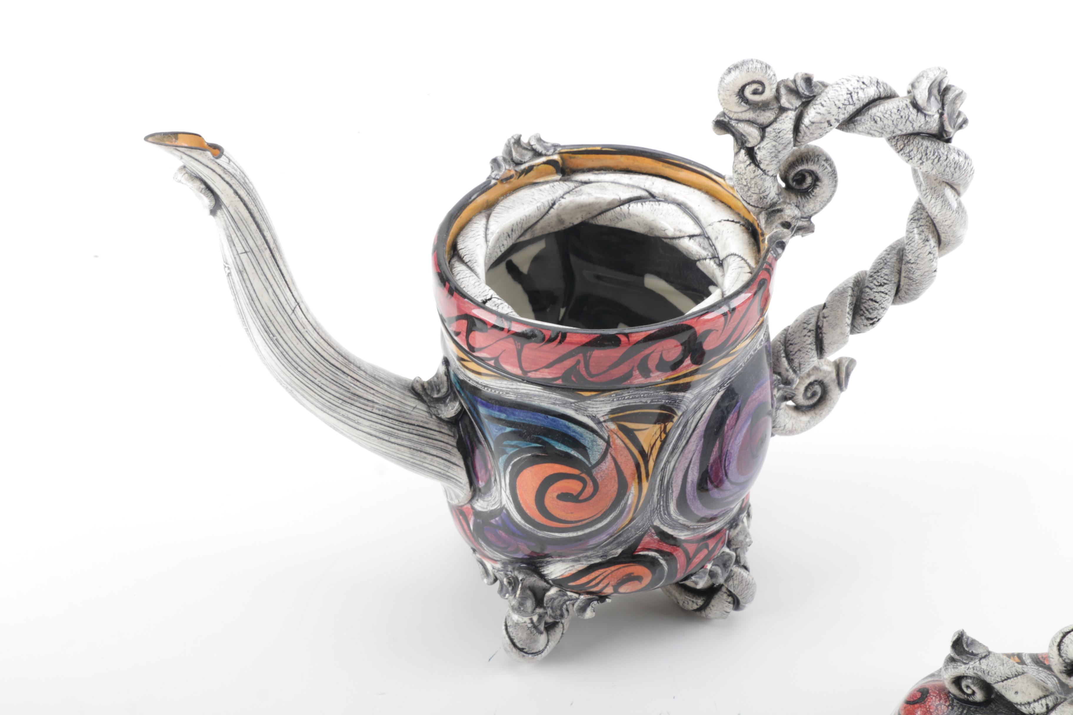 Signed Kerri Buxton and Brad Taylor Abstract Teapot