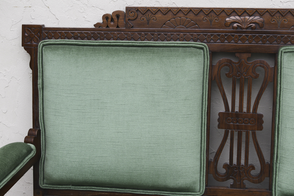 Vintage Eastlake Style Upholstered Settee