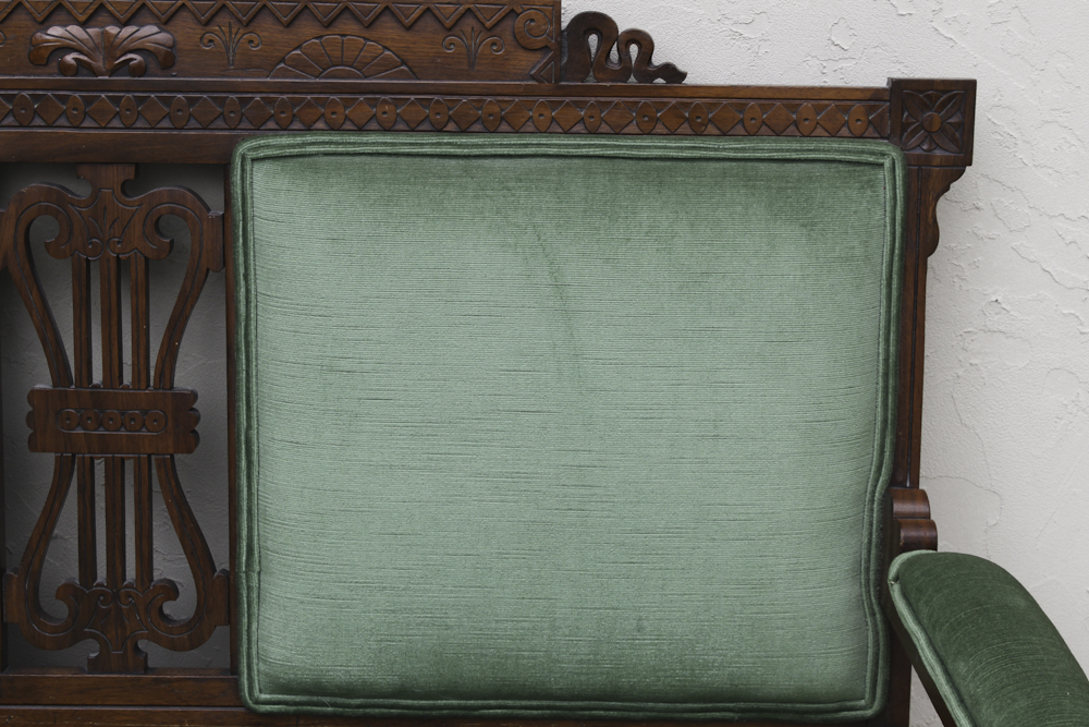 Vintage Eastlake Style Upholstered Settee