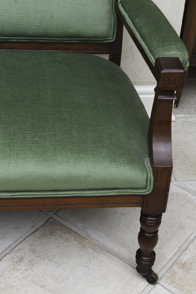 Vintage Eastlake Style Upholstered Settee