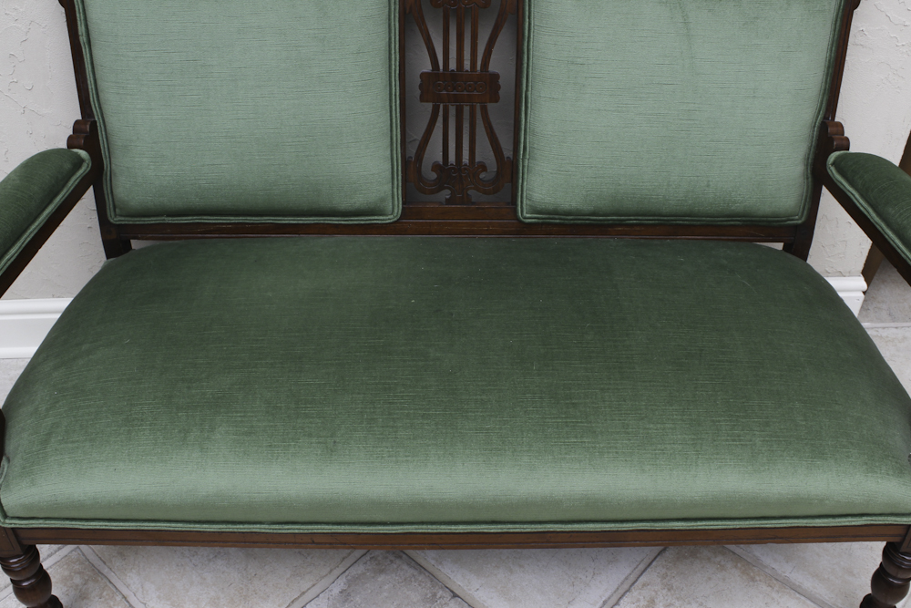 Vintage Eastlake Style Upholstered Settee