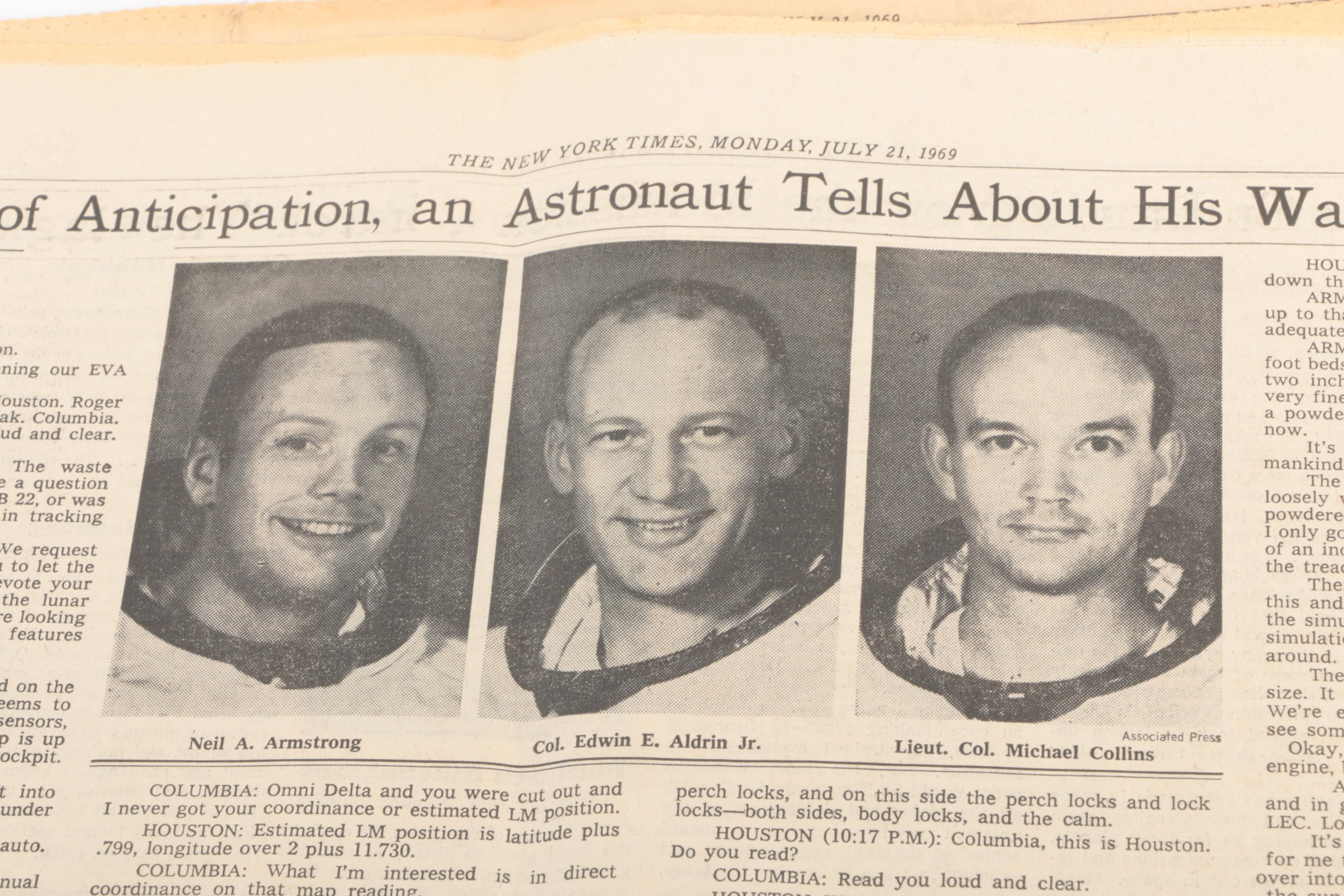Vintage Newspapers from Moon Walk and V-J Day