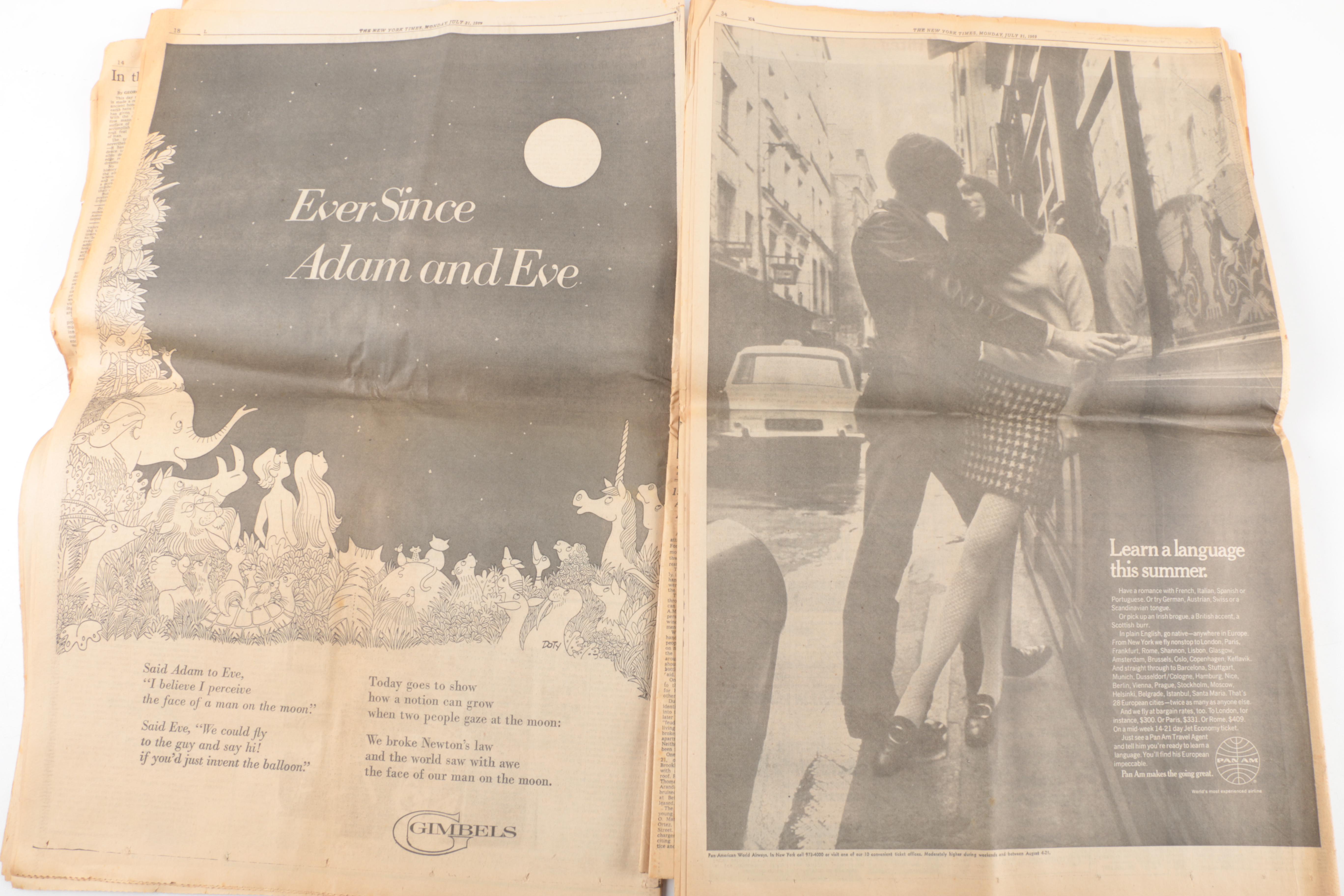 Vintage Newspapers from Moon Walk and V-J Day
